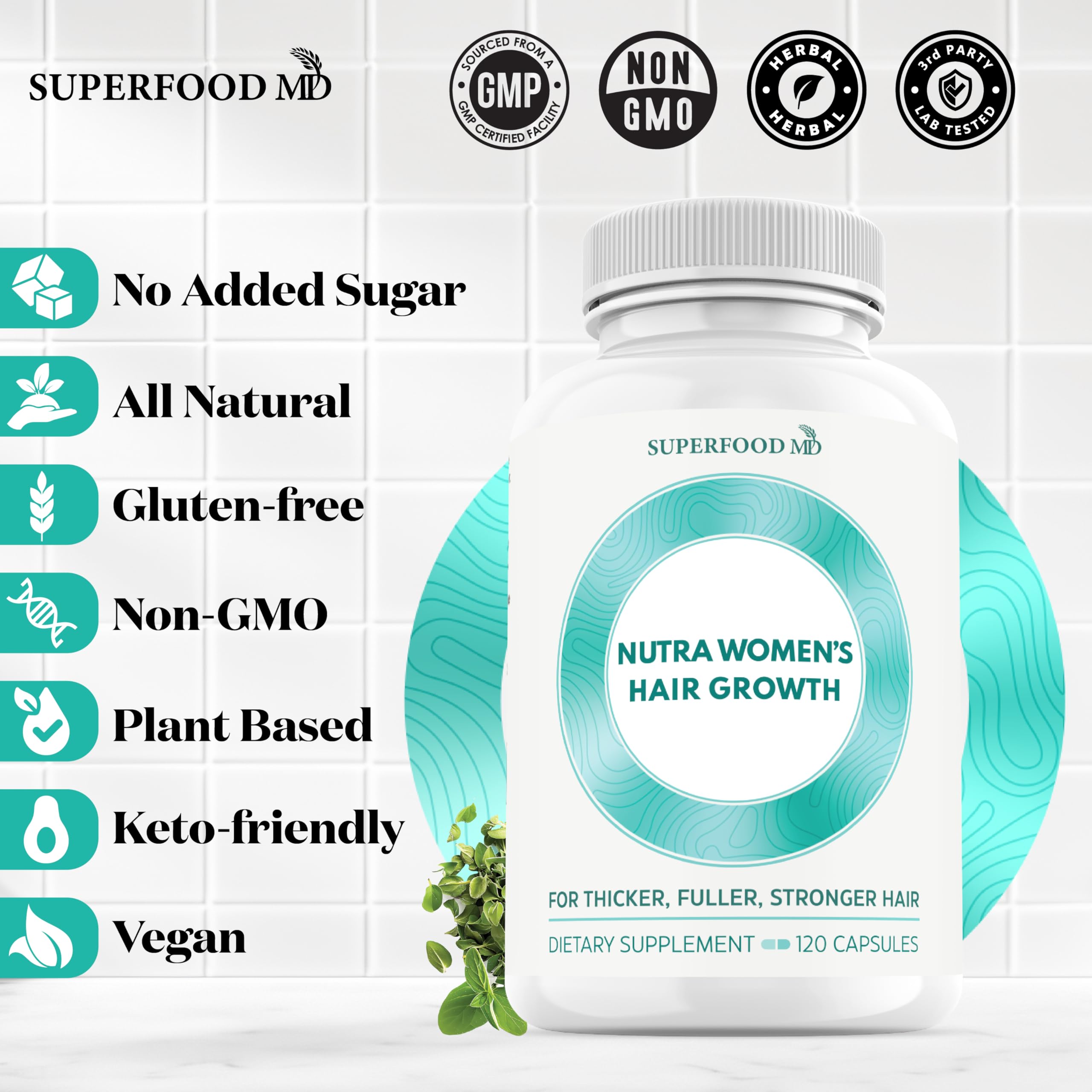 Superfood MD Women’s Balance Hair Growth – 2 Month Soy-Free Formula for 45+