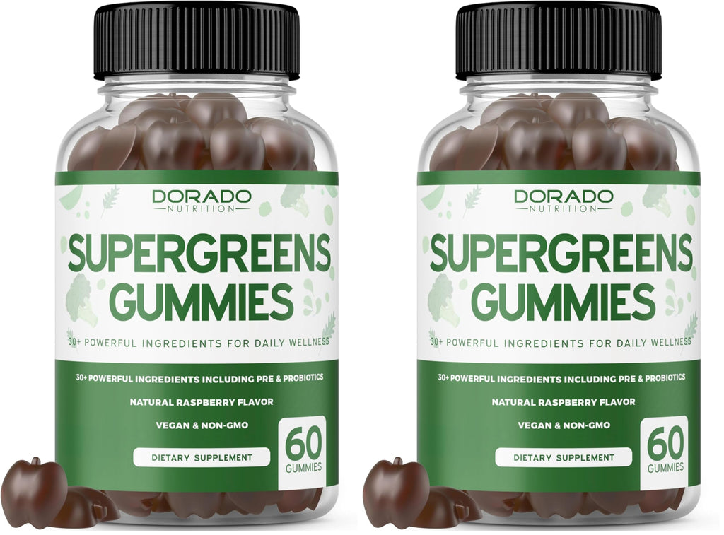 Supergreens Gummies (60 Count) – 8-Ingredient Greens for Immunity – Vegan & USA Made (Pack of 2)