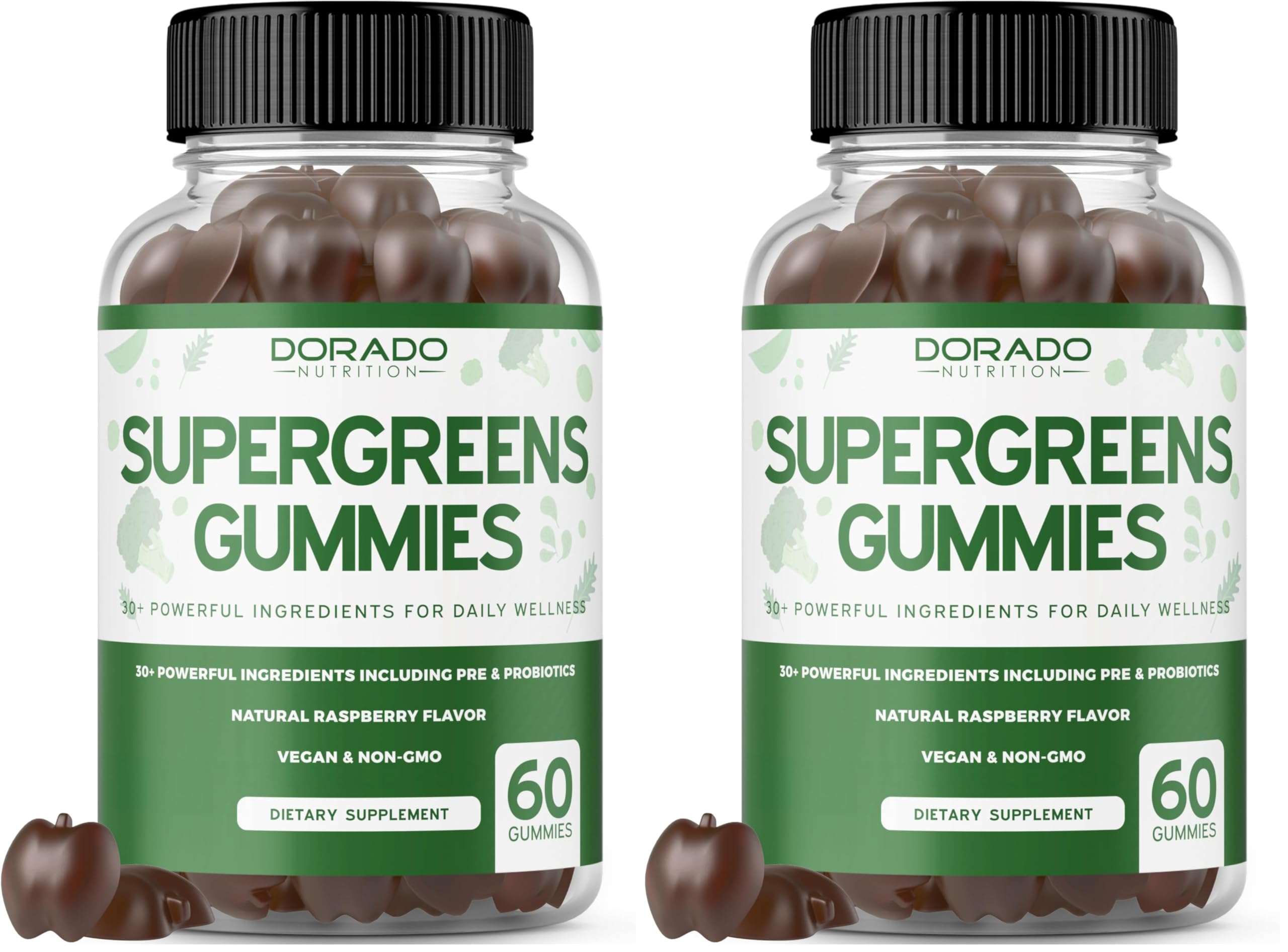 Supergreens Gummies (60 Count) – 8-Ingredient Greens for Immunity – Vegan & USA Made (Pack of 2)