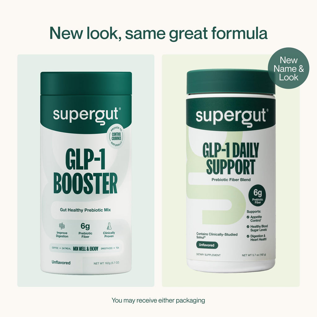 Supergut GLP-1 Daily Support - High Fiber Prebiotic for Gut Health | Sugar-Free Drink Mix (20 Servings)