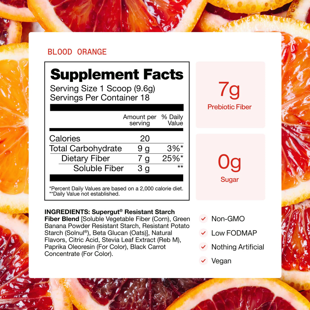 Supergut GLP1 Daily Support – Blood Orange (18 Servings) | Sugar-Free, High-Fiber