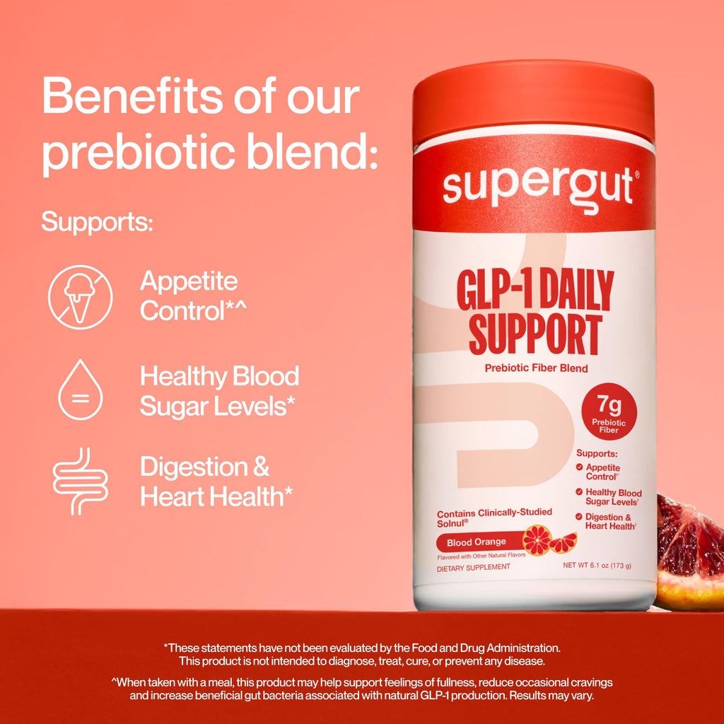 Supergut GLP1 Daily Support – Blood Orange (18 Servings) | Sugar-Free, High-Fiber