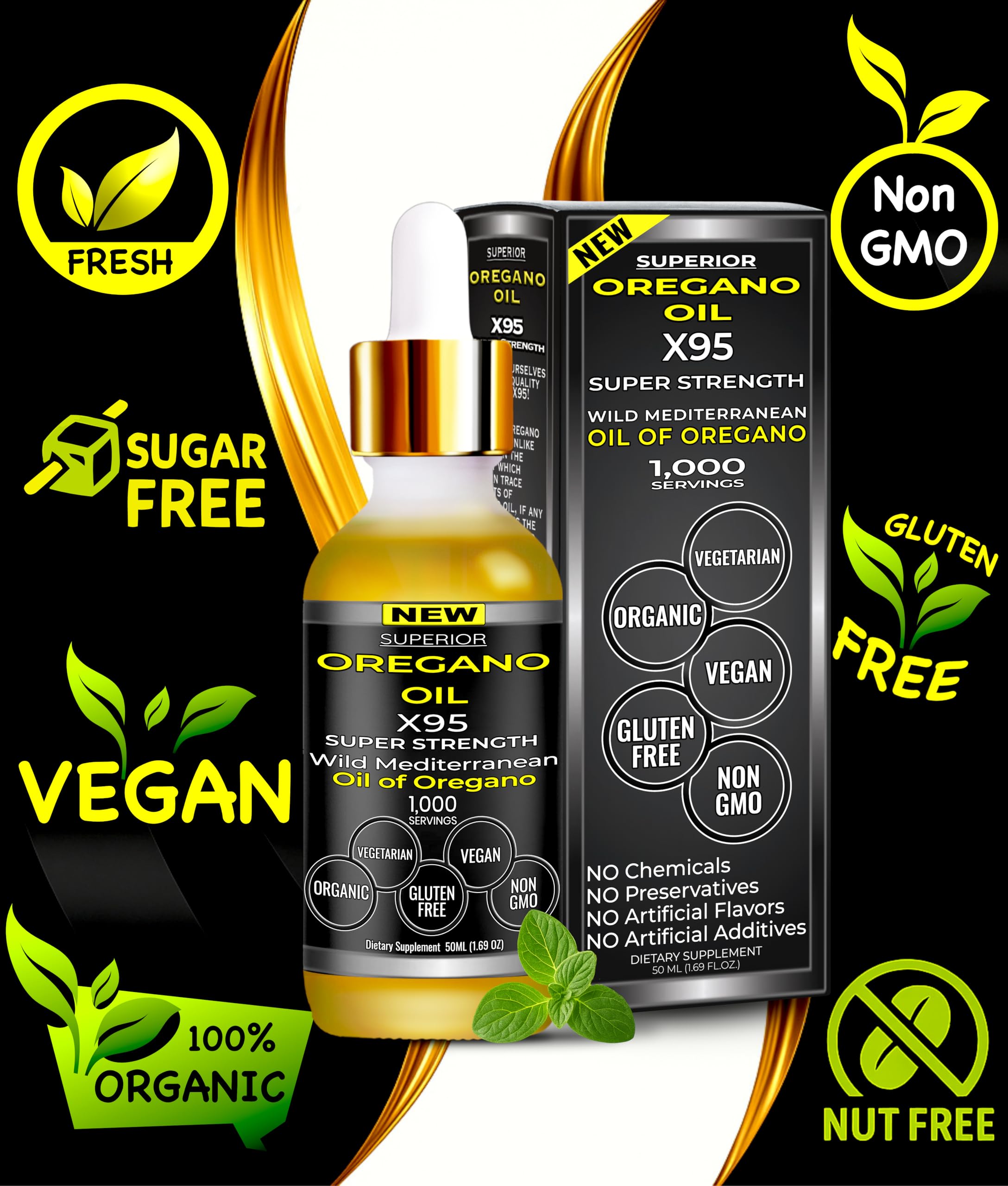 Superior Fulvic Humic X935 Organic Oregano Oil Drops – 1,000 Servings, 12-Month Supply