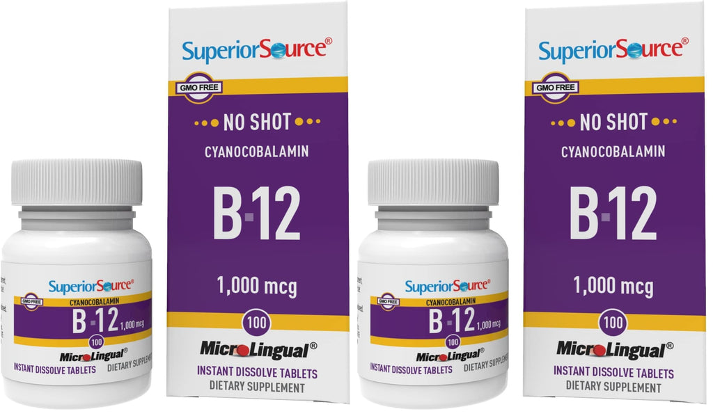 Superior Source No Shot B-12 1000 mcg Cyanocobalamin – Sublingual Tablets (Pack of 2)