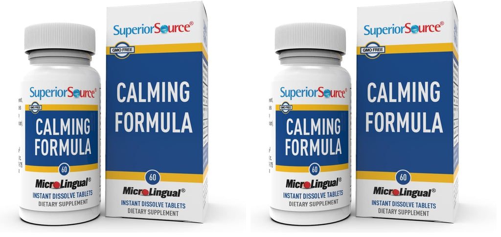 Superior Source Calming Formula with L-Theanine, 5-HTP & Melatonin - 60-Count MicroLingual Sleep Support (Pack of 2)