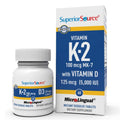 Superior Source K2 MK-7 100 mcg + D3 5000 IU | MicroLingual 60 Count