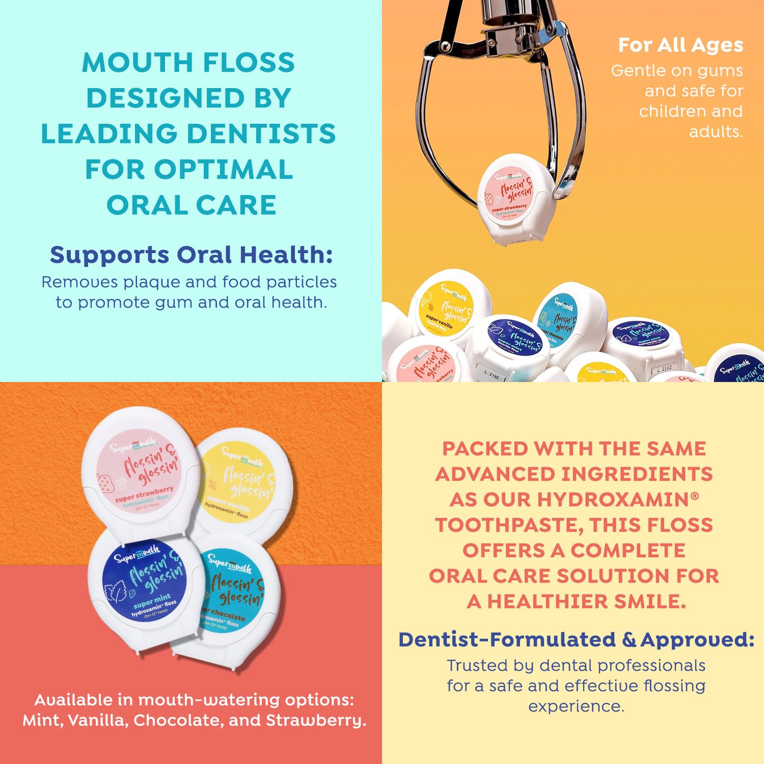 SuperMouth Fluoride-Free Floss – Expanding Floss for Plaque Removal & Enamel Support