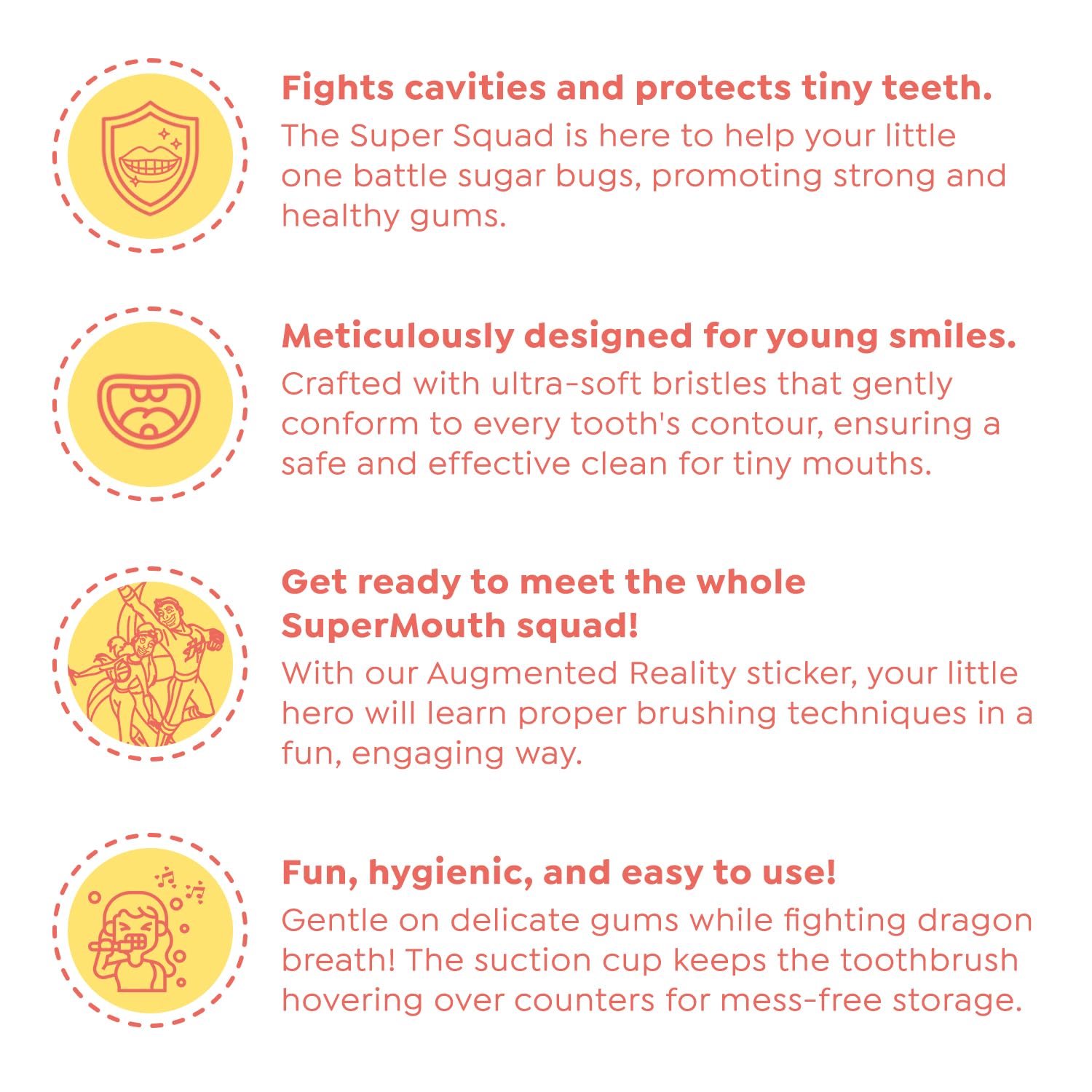 SuperMouth Toddler Toothbrush – Ultra Soft Bristles, 0-5, AR Sticker