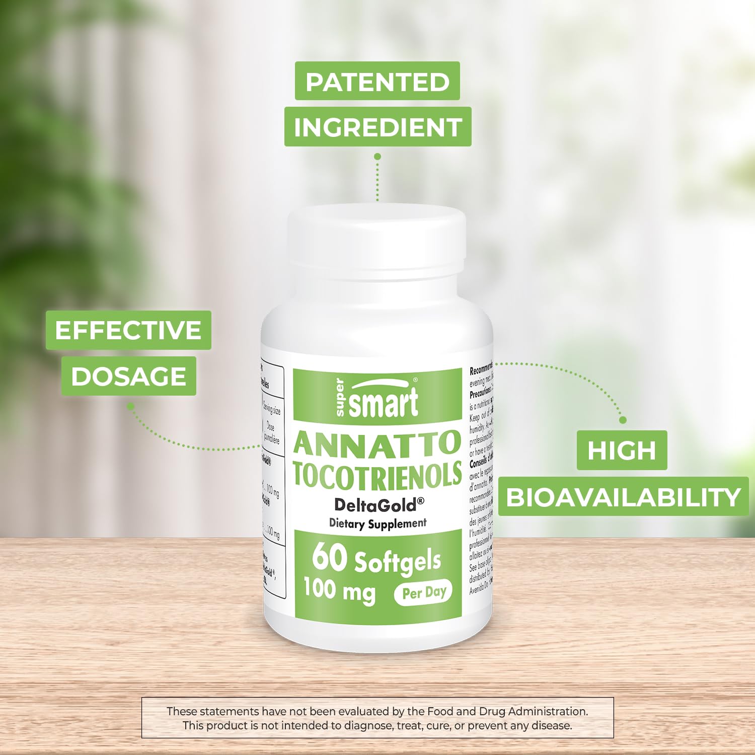 Supersmart Annatto Tocotrienols 100mg/Day - DeltaGold Vitamin E (60 Softgels)