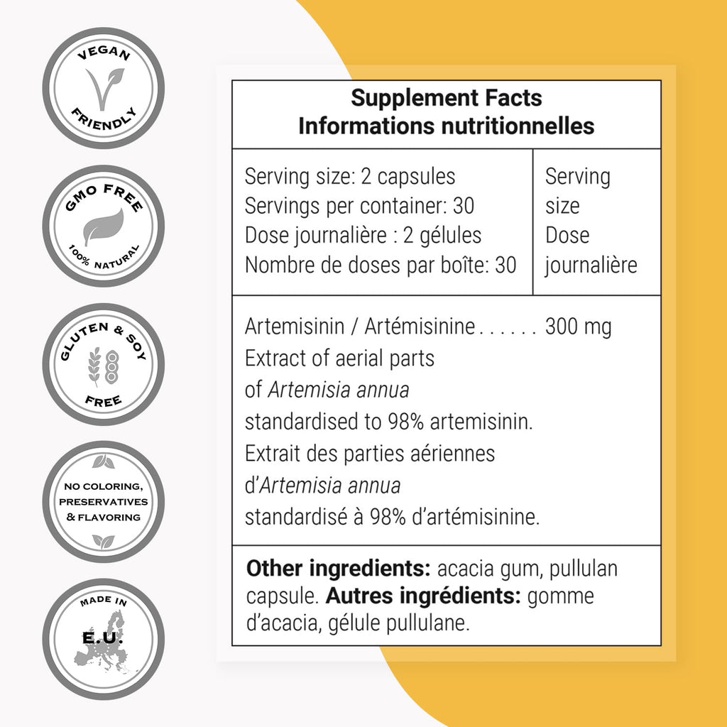 Supersmart Artemisinin 300mg (98%) – Non-GMO, Gluten Free | 60 Veg Capsules
