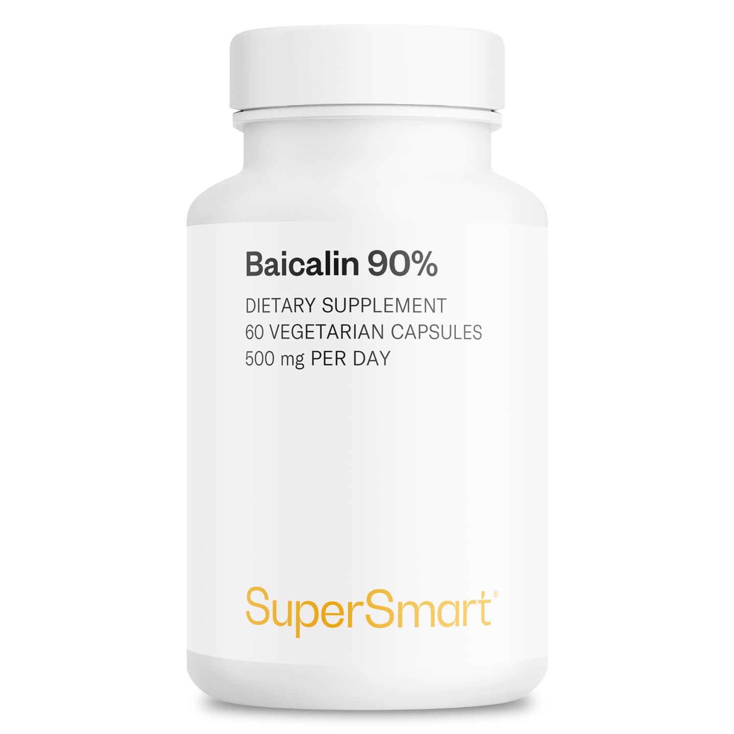 Supersmart - 90% Baicalin 500mg per Day (Scutellaria Baicalensis) - Chinese Skullcap Extract Supplement | Non-GMO & Gluten Free - 60 Vegetarian Capsules