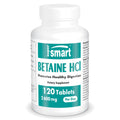 Supersmart Betaine HCl 2600mg per Day – High Potency with Protease Enzymes | Non-GMO & Gluten Free | 120 Tablets