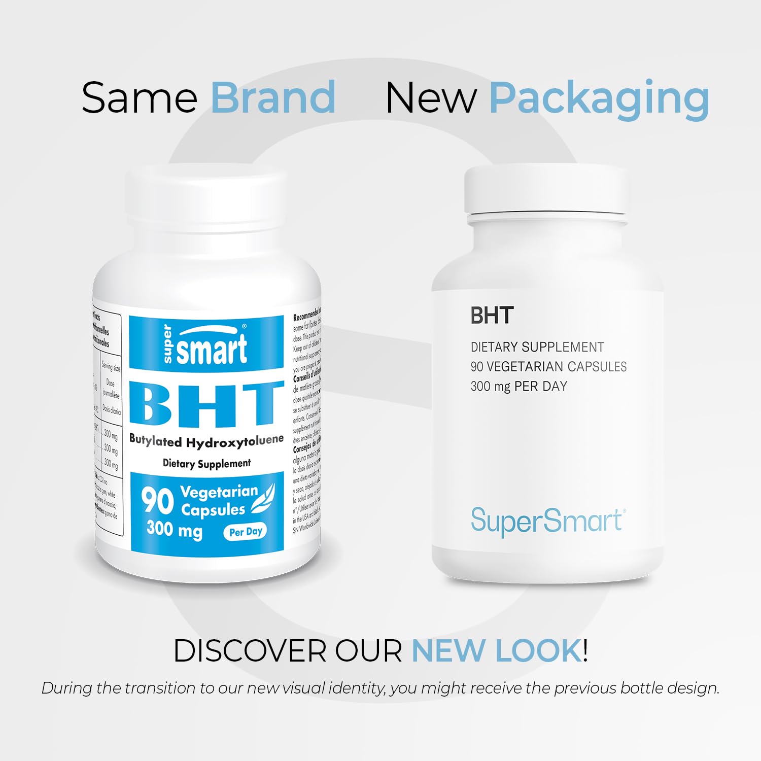 Supersmart BHT Supplement 300mg Daily – Non-GMO, Gluten Free, 90 Vegetarian Capsules