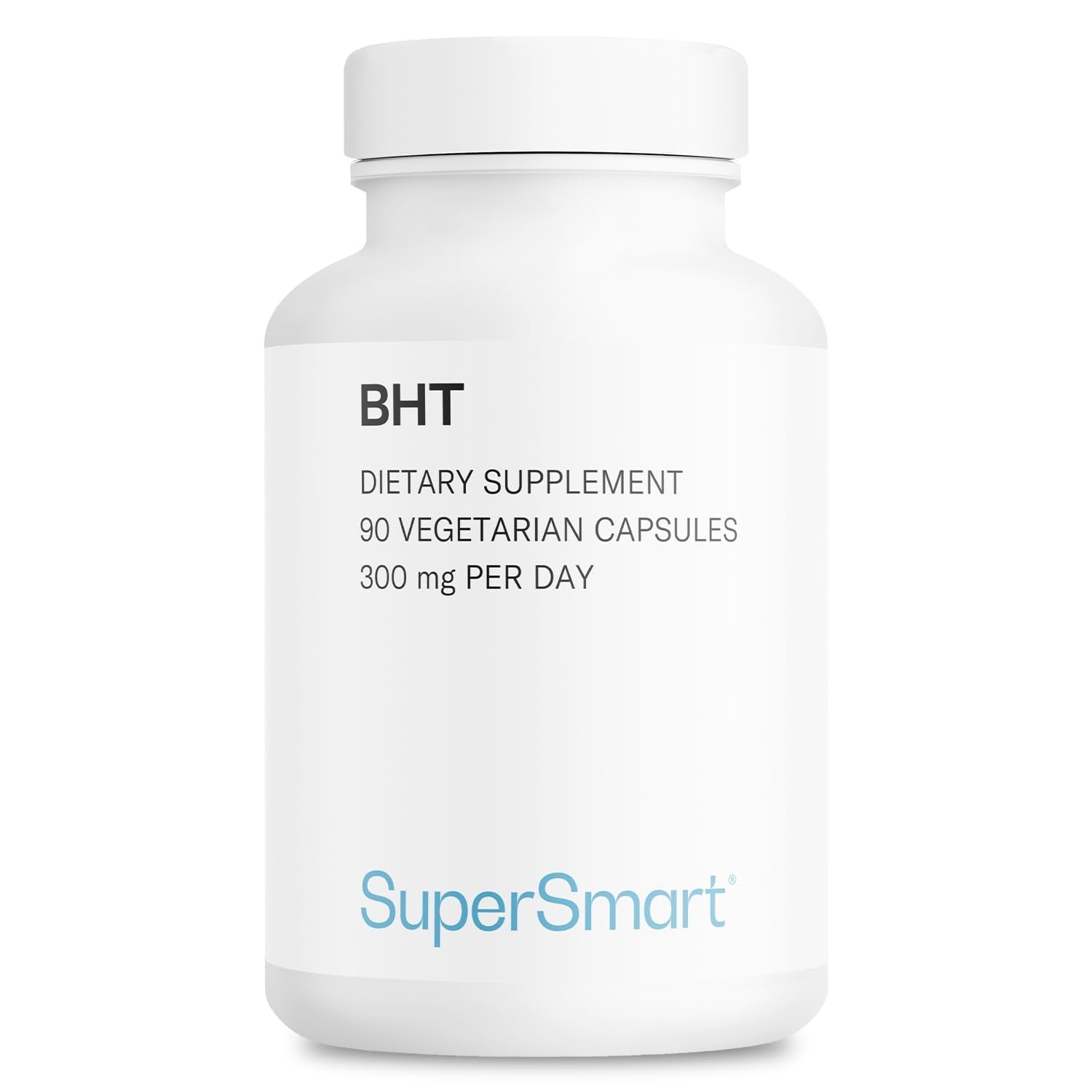 Supersmart BHT Supplement 300mg Daily – Non-GMO, Gluten Free, 90 Vegetarian Capsules