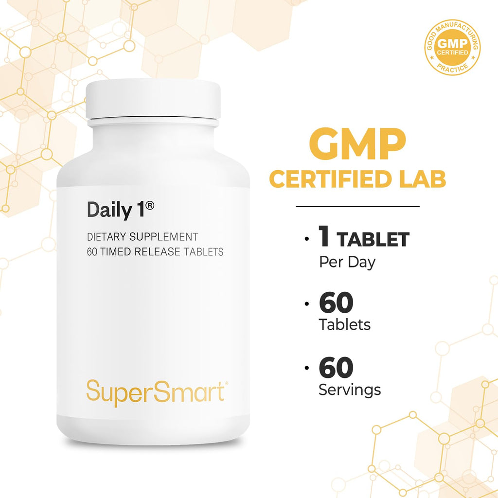Supersmart Daily 1 Timed Release Multivitamin for Men & Women | BioPQQ, Quercetin & Fisetin | Made in USA