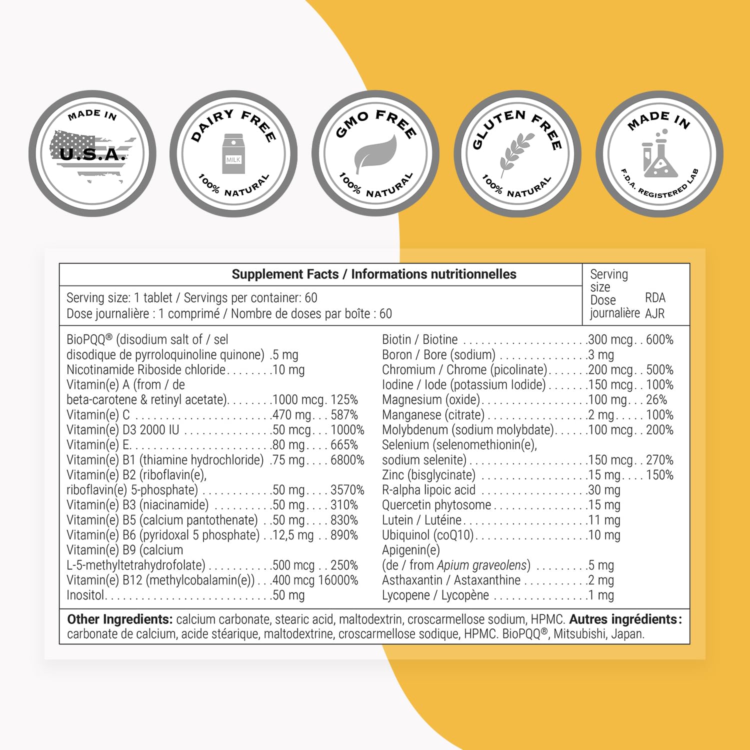 Supersmart Daily 1 Timed Release Multivitamin for Men & Women | BioPQQ, Quercetin & Fisetin | Made in USA
