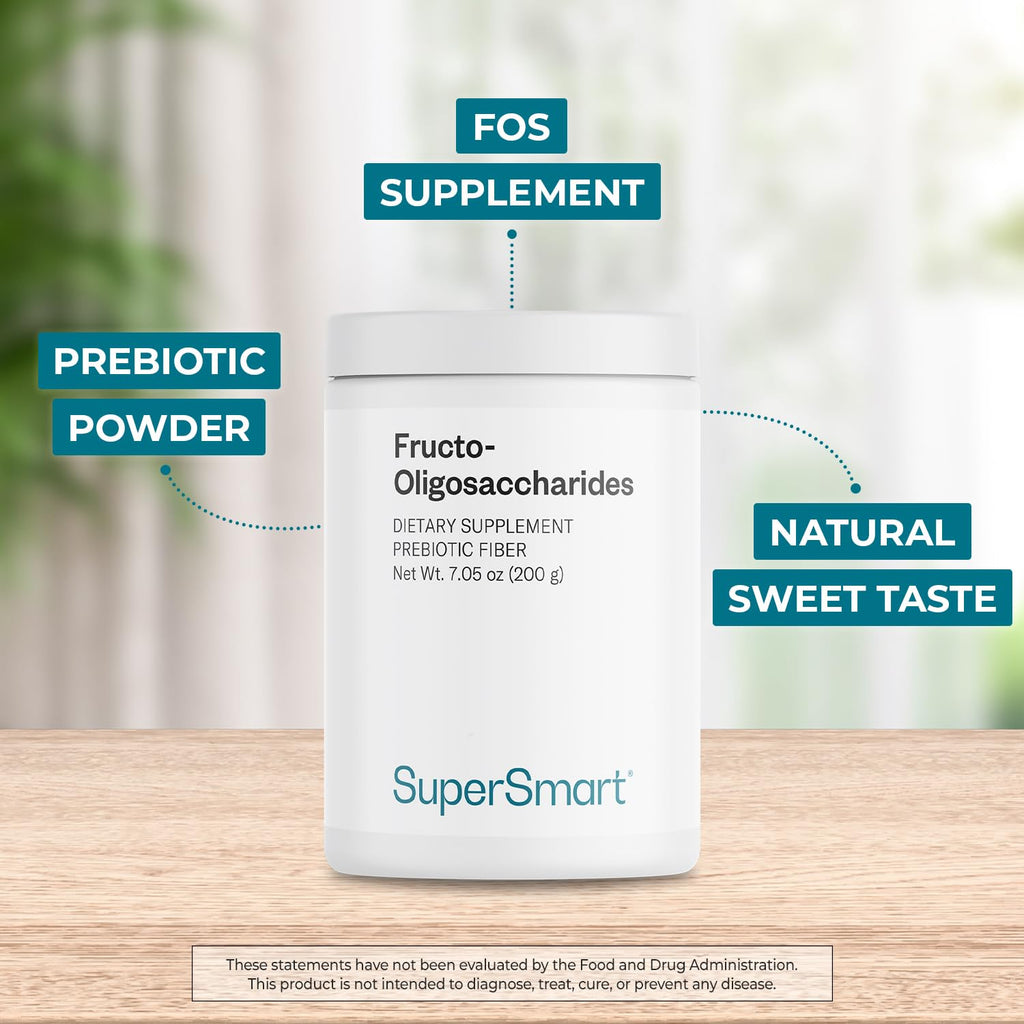 Supersmart Fructo Oligosaccharides Powder (FOS) - Prebiotic Inulin - 200 g - Non-GMO & Gluten Free