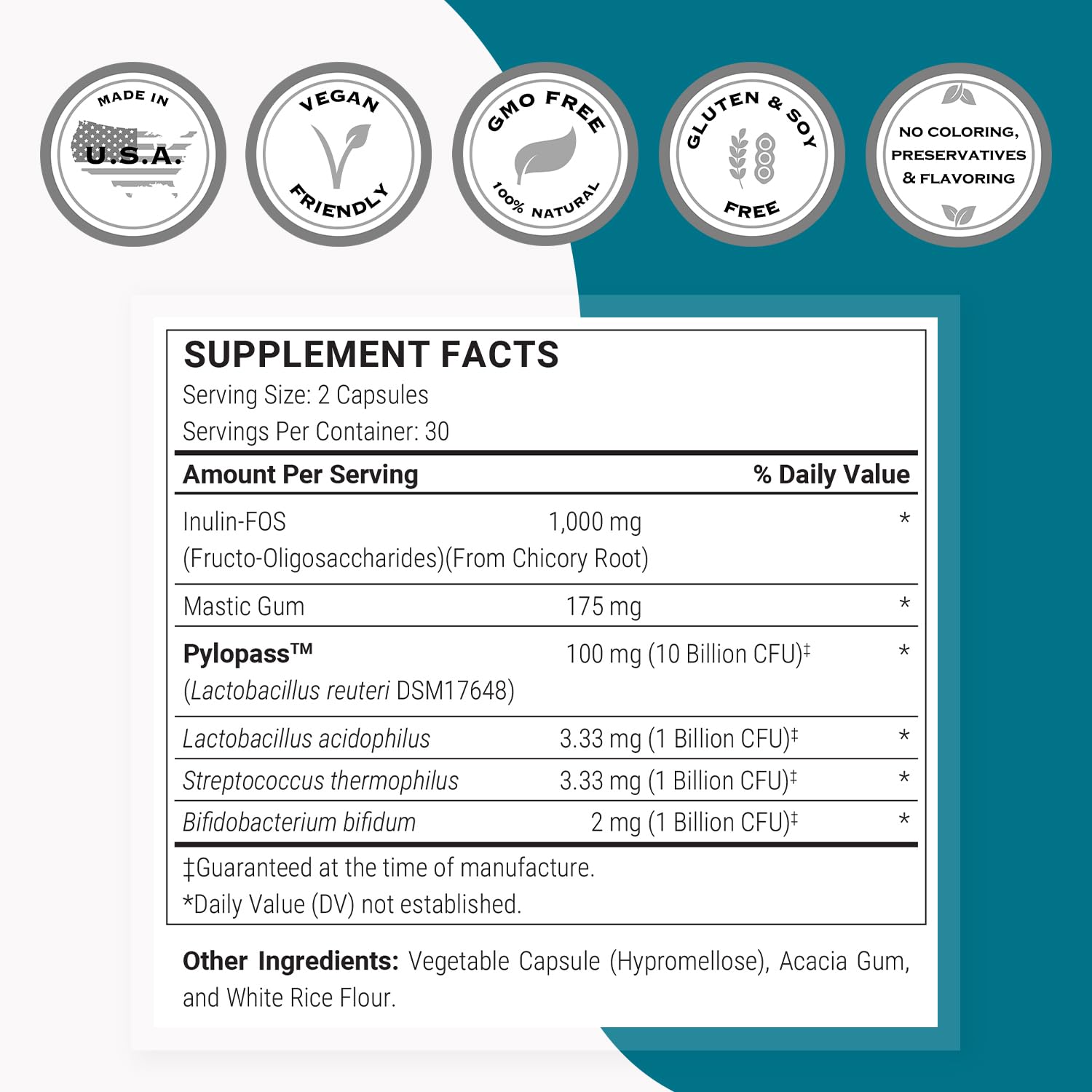 Supersmart H. Pylori Advanced Formula | Mastic Gum, Probiotics & Prebiotic | 60 Veg Capsules | Made in USA
