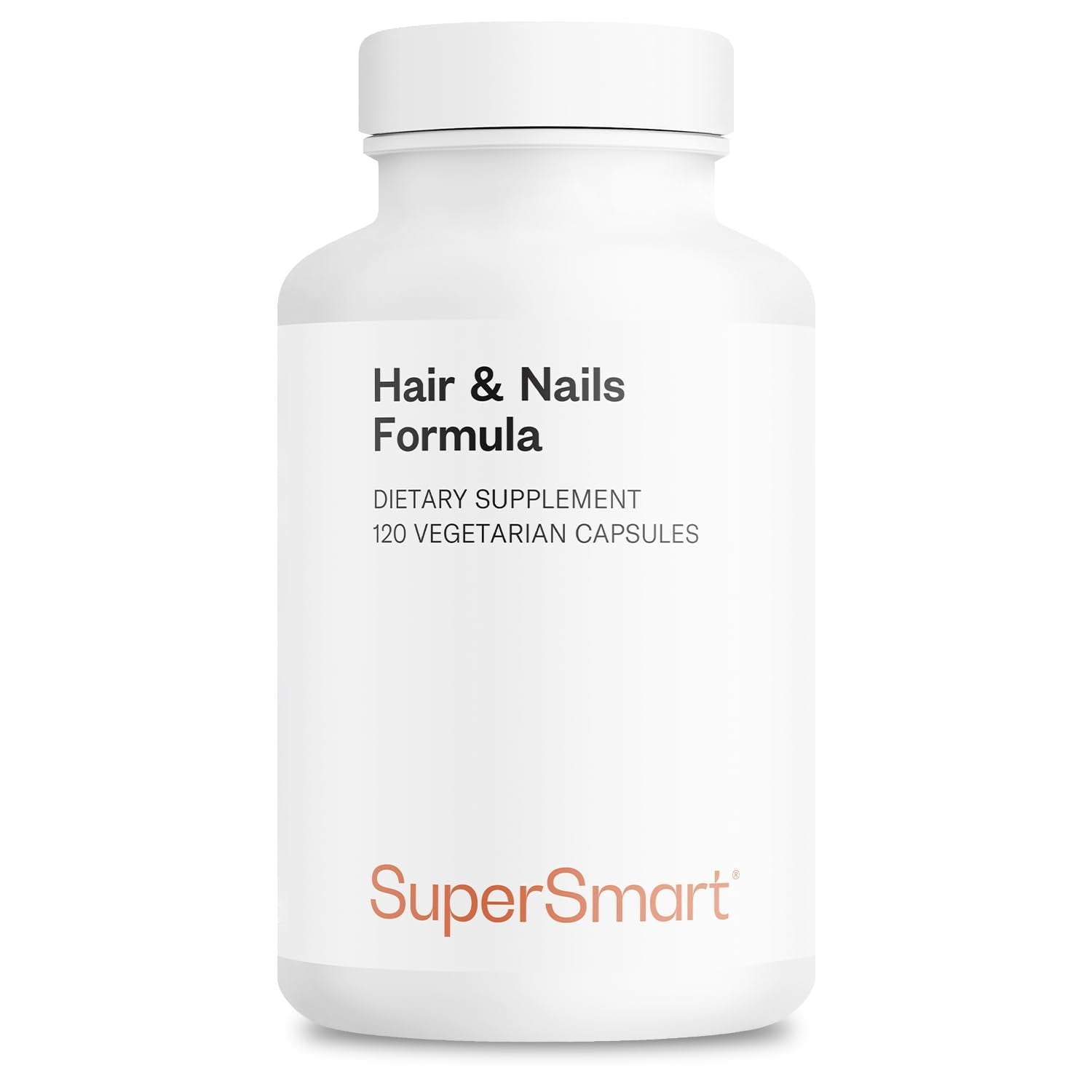 SuperSmart Hair & Nails Formula – Patented Solubilized Keratin (Cynatine HNS) with Biotin, Bamboo & MSM | Non-GMO & Gluten Free – 120 Vegetarian Capsules