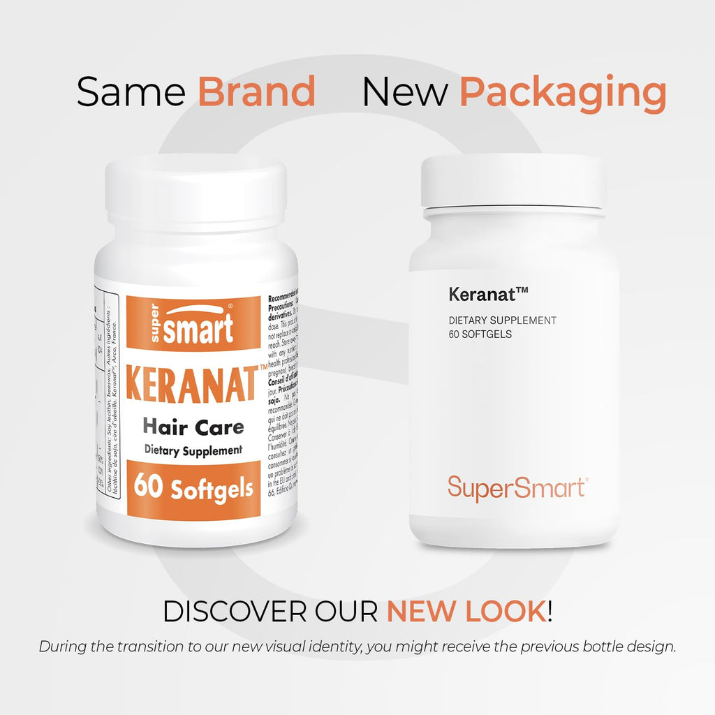 Supersmart Keranat — Advanced Biotin Hair Supplement for Growth & Volume | Non-GMO, Gluten Free | 60 Softgels