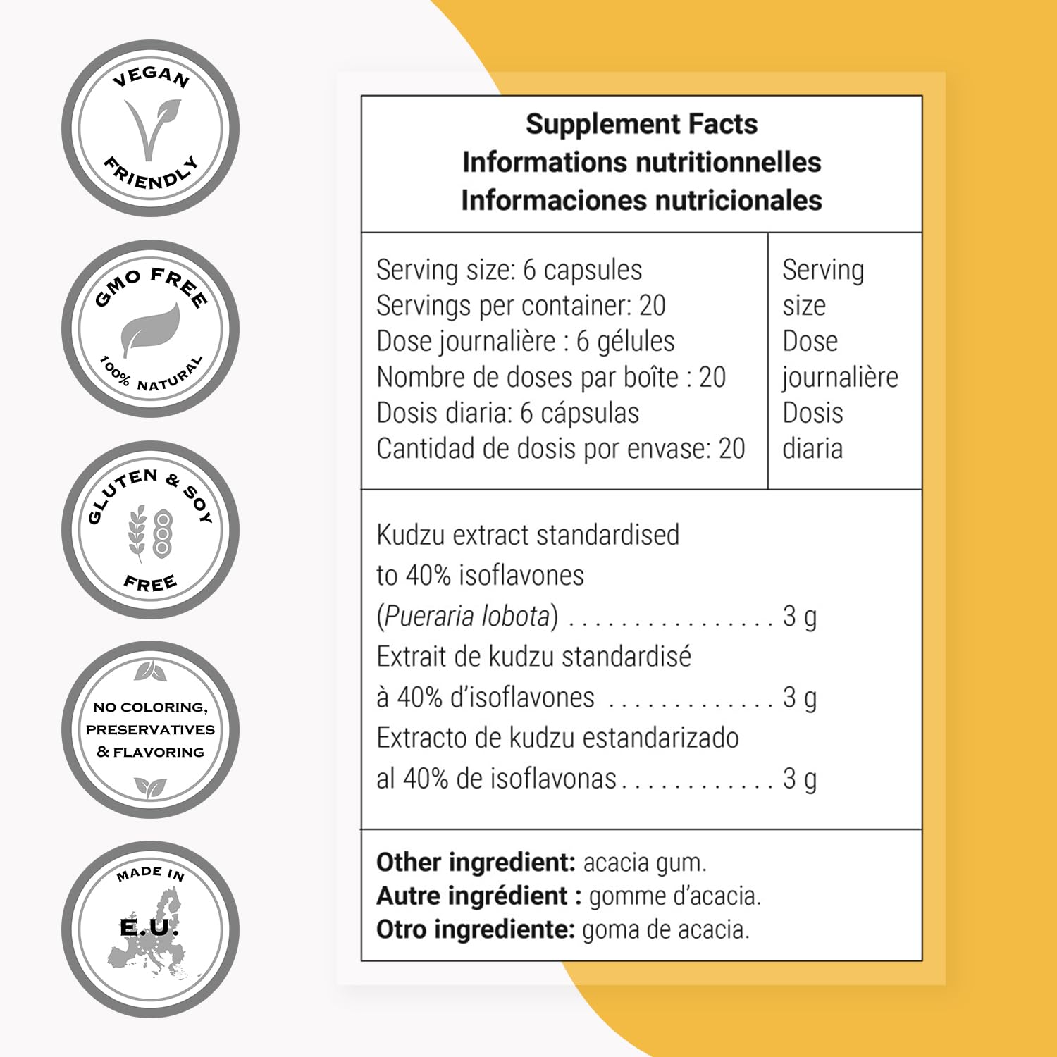 Supersmart Kudzu Extract 500 mg – Full Spectrum, Non-GMO, Gluten Free