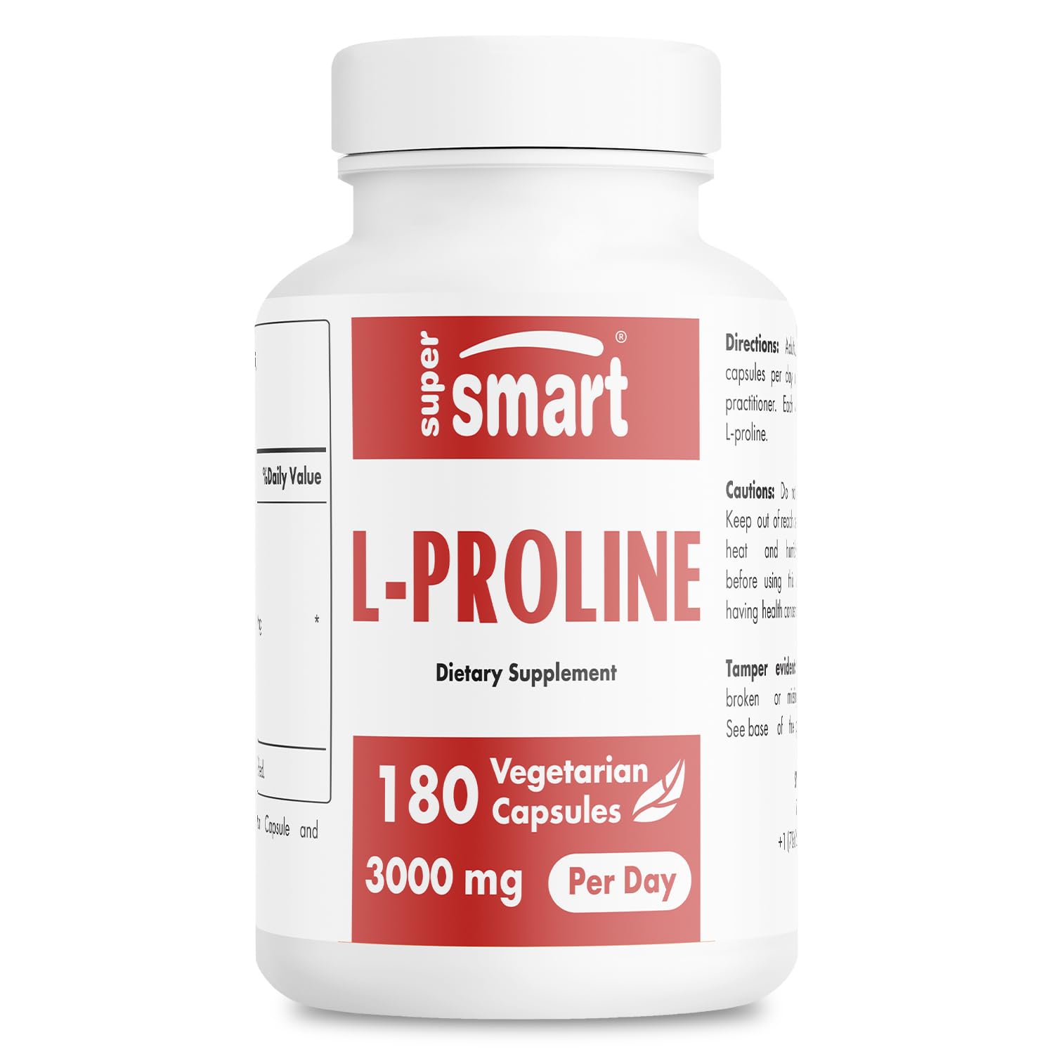 Supersmart L-Proline 3000mg/day – High Strength, Non-GMO Gluten Free
