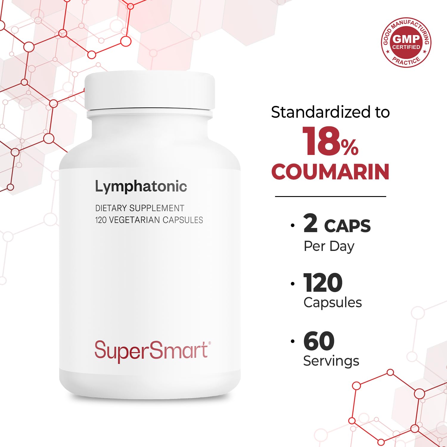 Supersmart Lymphatonic 40mg/Day – Lymphatic Drainage Supplement | Melilotus officinalis | 120 Veg Capsules
