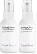 Supersmart Melatonin Spray 1mg/Day – Fast Action & Timed Release | Peppermint, Non-GMO, Gluten Free | 60 ml Pack of 2