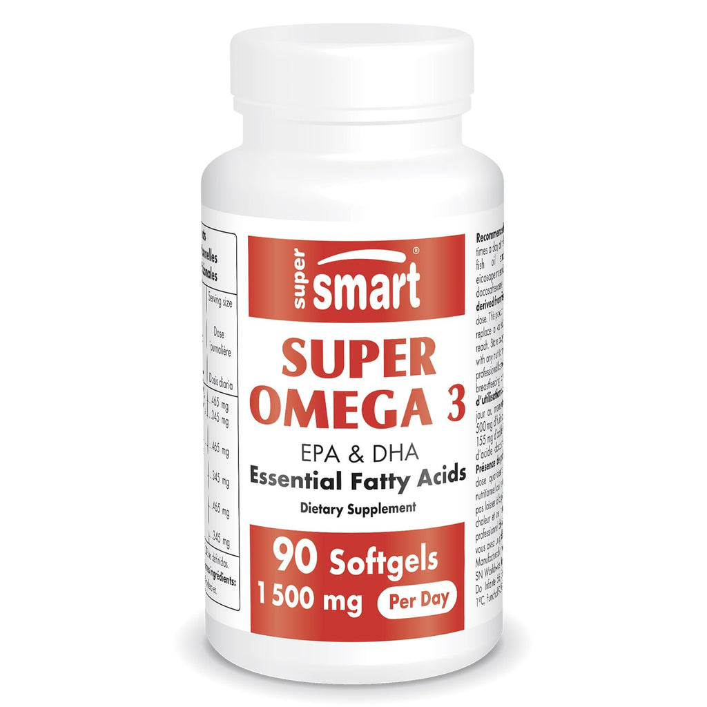 Supersmart Super Omega 3 1500mg/day | EPA & DHA | Friend of The Sea | 90 Softgels