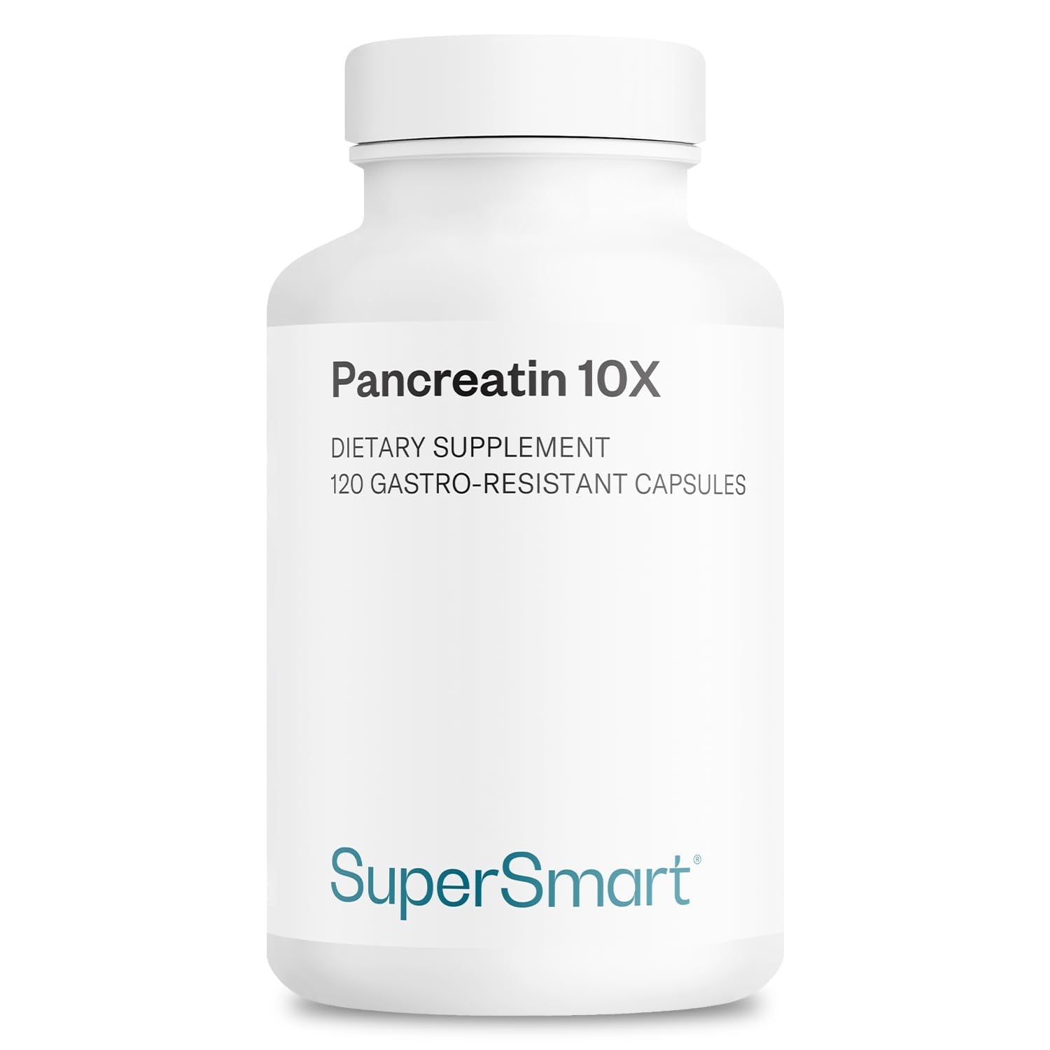 Supersmart - Pancreatin 10X 4000 per Day (Extra Strength) - Digestive Enzymes Supplement - with Protease, Lipase, Amylase, Trypsin - Healthy Digestion Support | Non-GMO & Gluten Free - 120 DR Capsules
