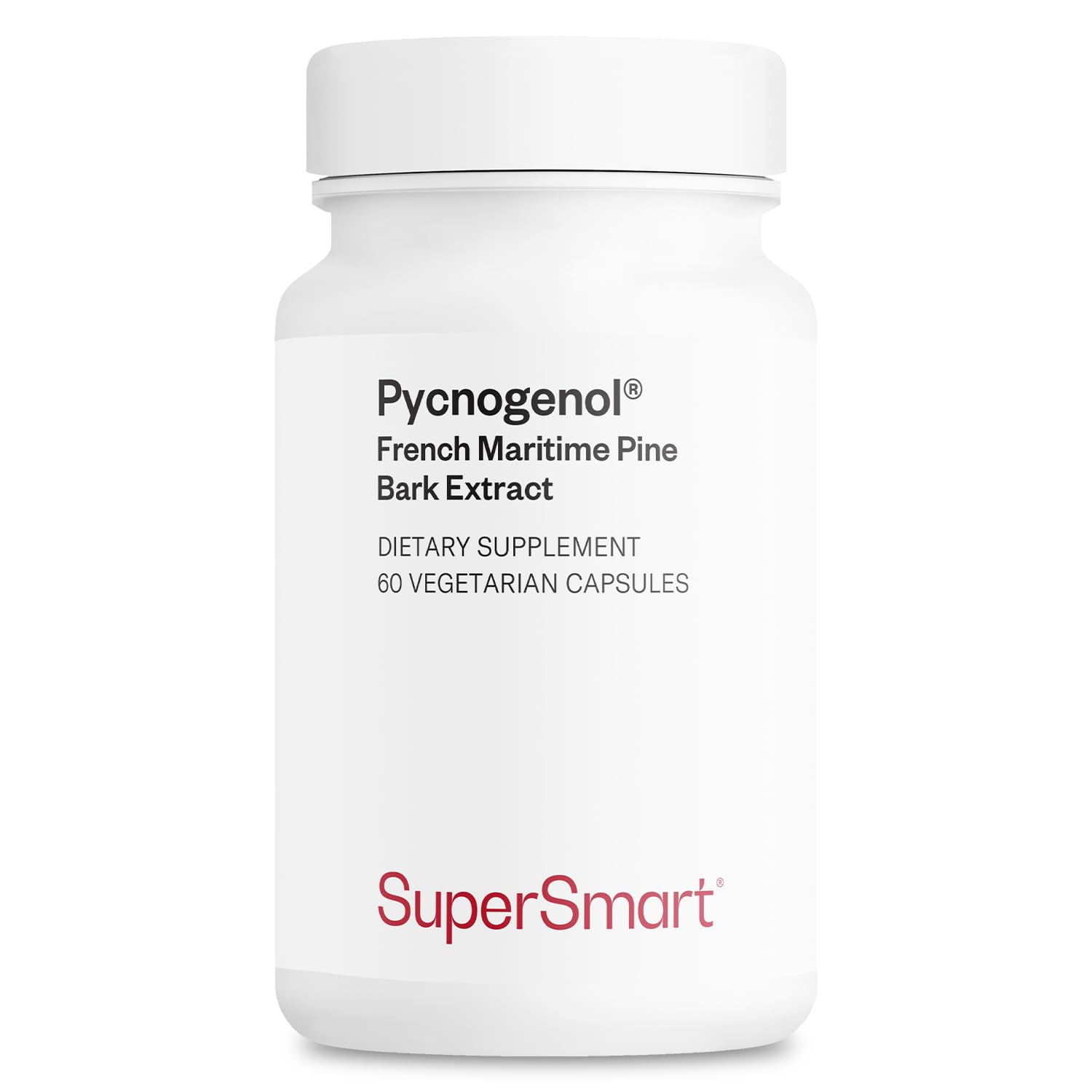 Supersmart Pycnogenol 200mg/day – French Pine Bark Extract, 60 Vegetarian Capsules | Patented & Highly Bioavailable | Non-GMO & Gluten Free