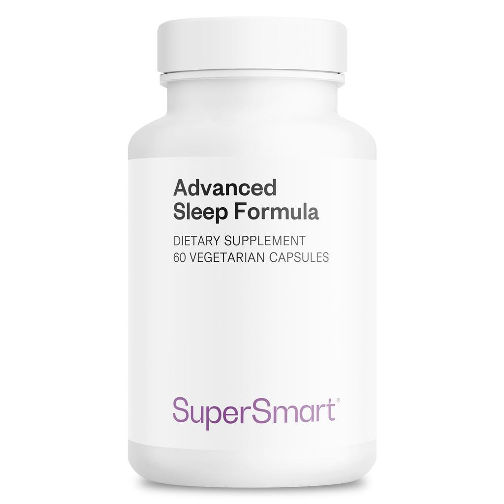 Supersmart Advanced Sleep Formula (High Strength) - Melatonin, Valerian, California Poppy | 60 Vegetarian Capsules | Non-GMO & Gluten Free