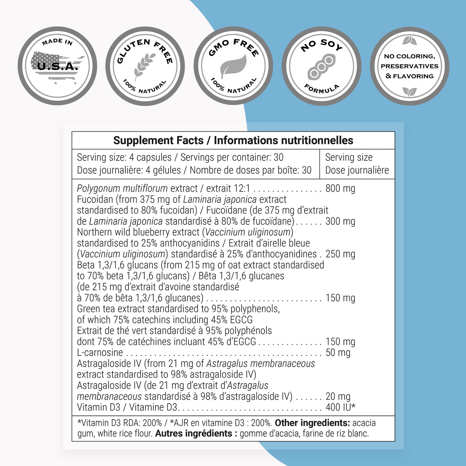 Supersmart Stem Cells Activator (Advanced Formula) – Astragaloside & Fucoidan | Non-GMO & Gluten Free | 120 Vegetarian Capsules