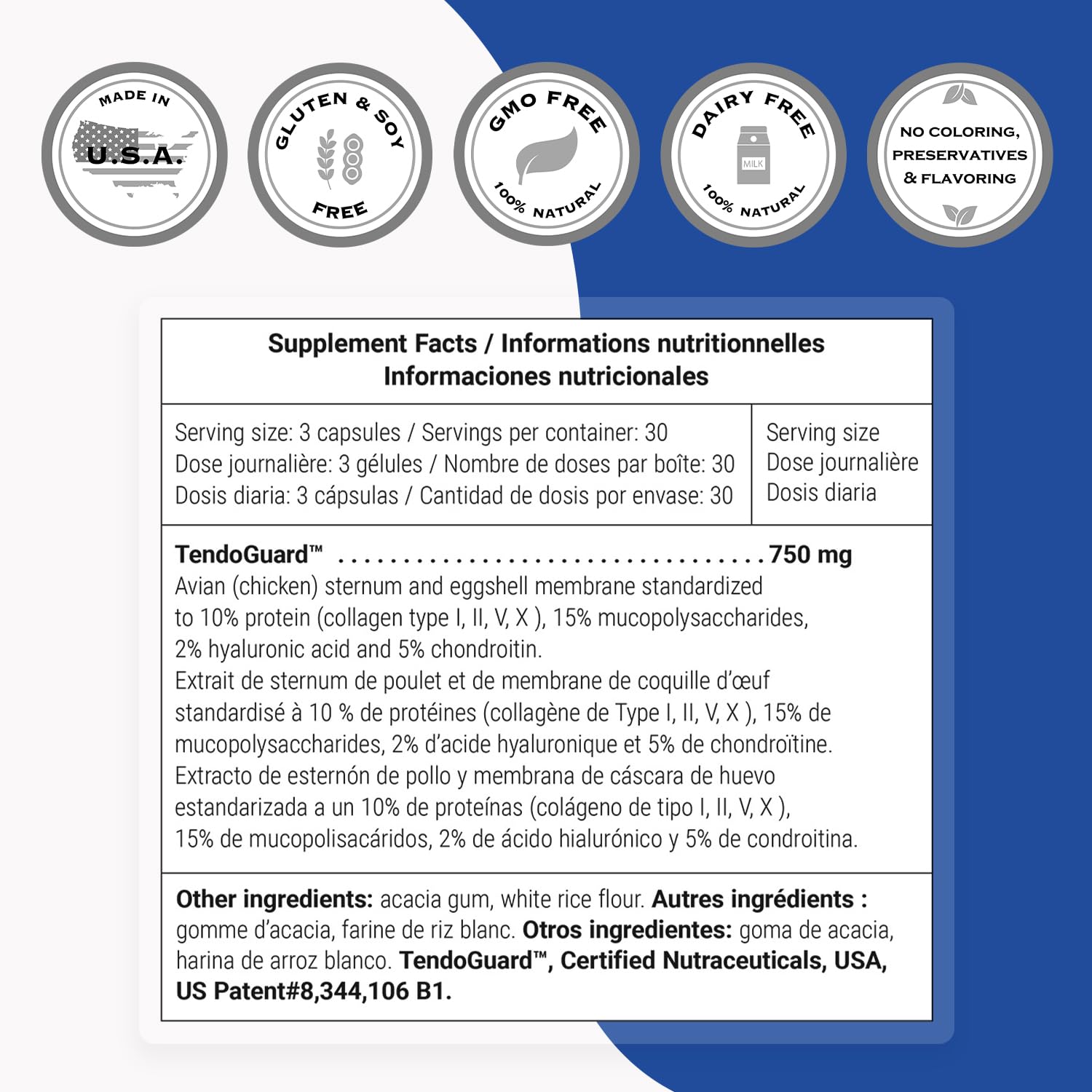 Supersmart Tendo-Fix 750 mg/day – Joint Mobility with Collagen | Non-GMO & Gluten Free – 90 Veg Capsules