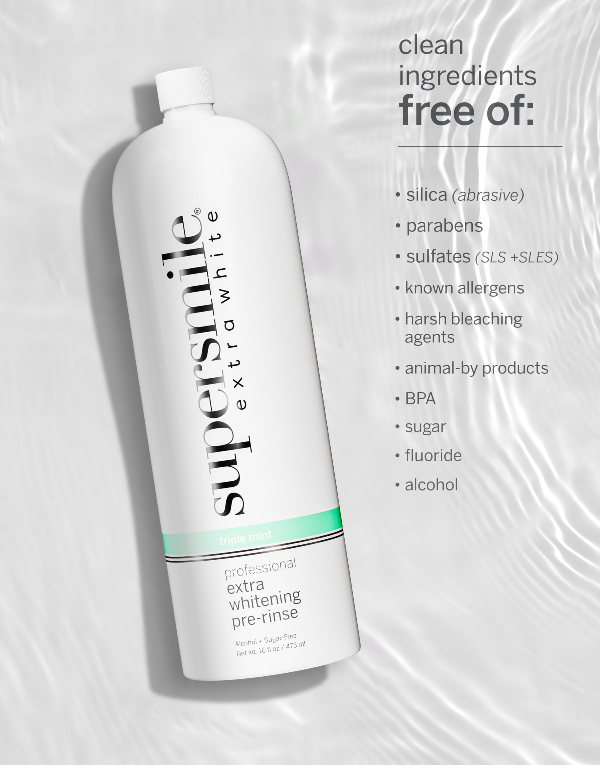 Supersmile Extra Whitening Pre-Rinse – Clinically Formulated Pre-Brush Mouthwash, 16 Fl. Oz (1-Bottle)