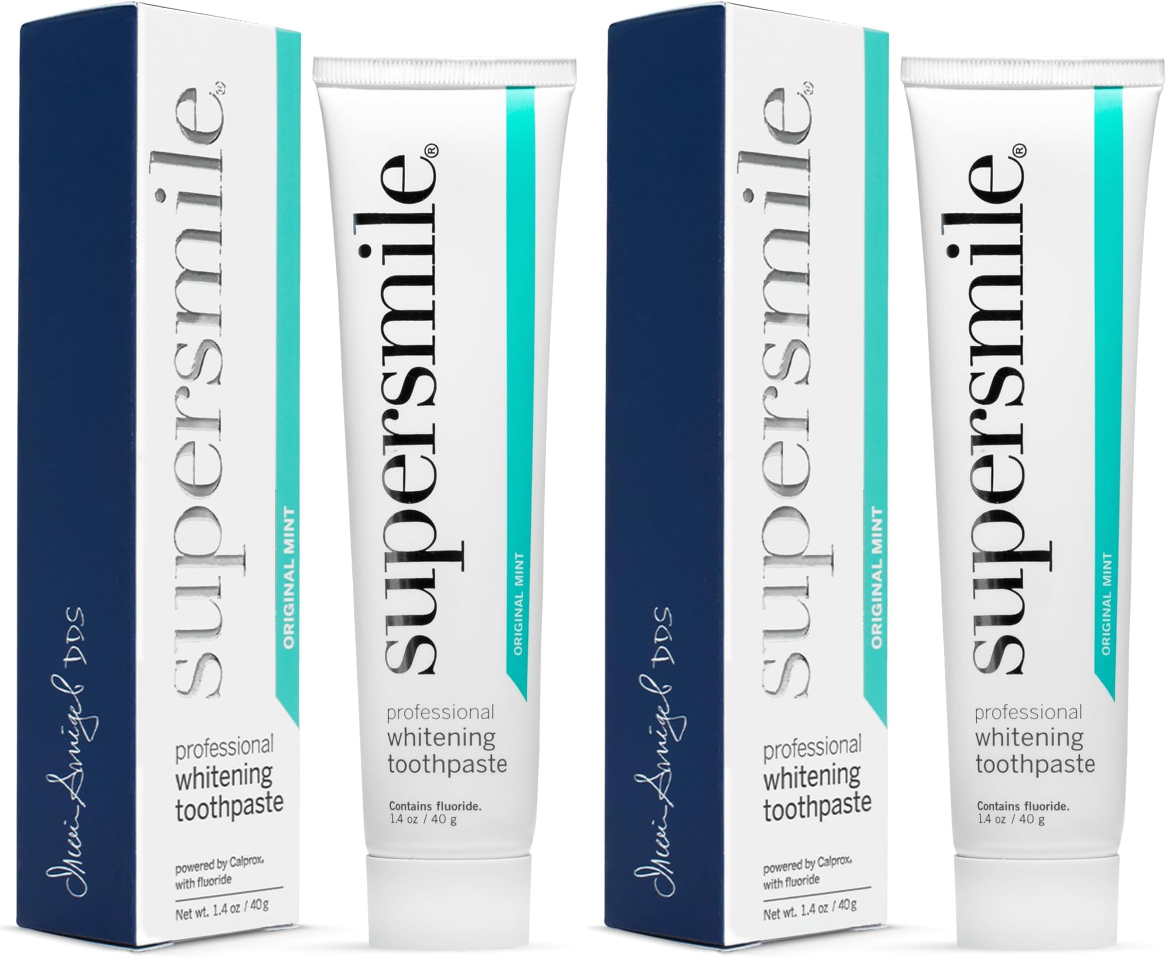 Supersmile Pro Whitening Toothpaste with Fluoride - Whitens Teeth (6 Shades) | Enamel Strengthening | No Sensitivity | Travel Size Pack of 2