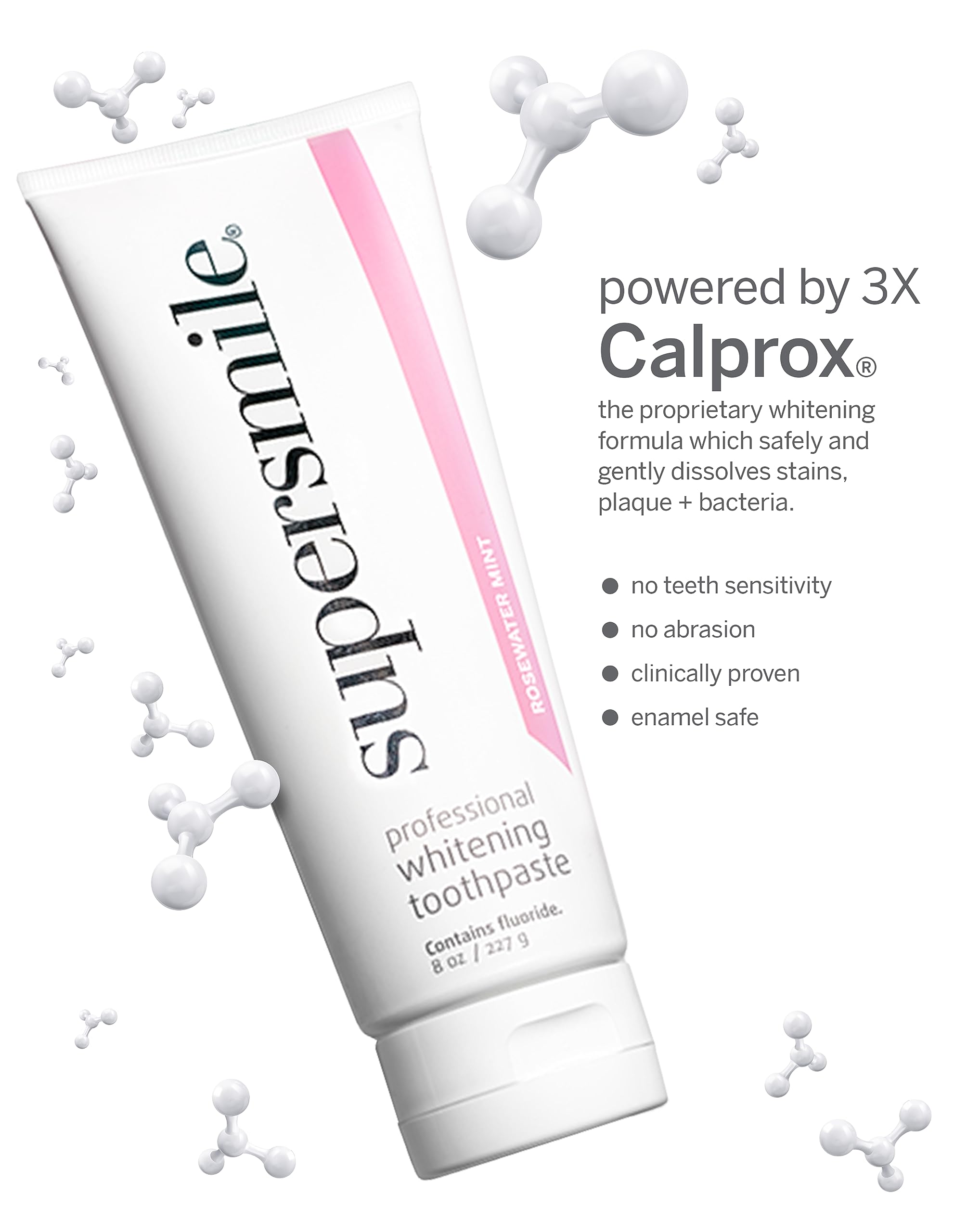 Supersmile Rosewater Mint Whitening Toothpaste with Fluoride – 8 oz | Whitens Up to 6 Shades
