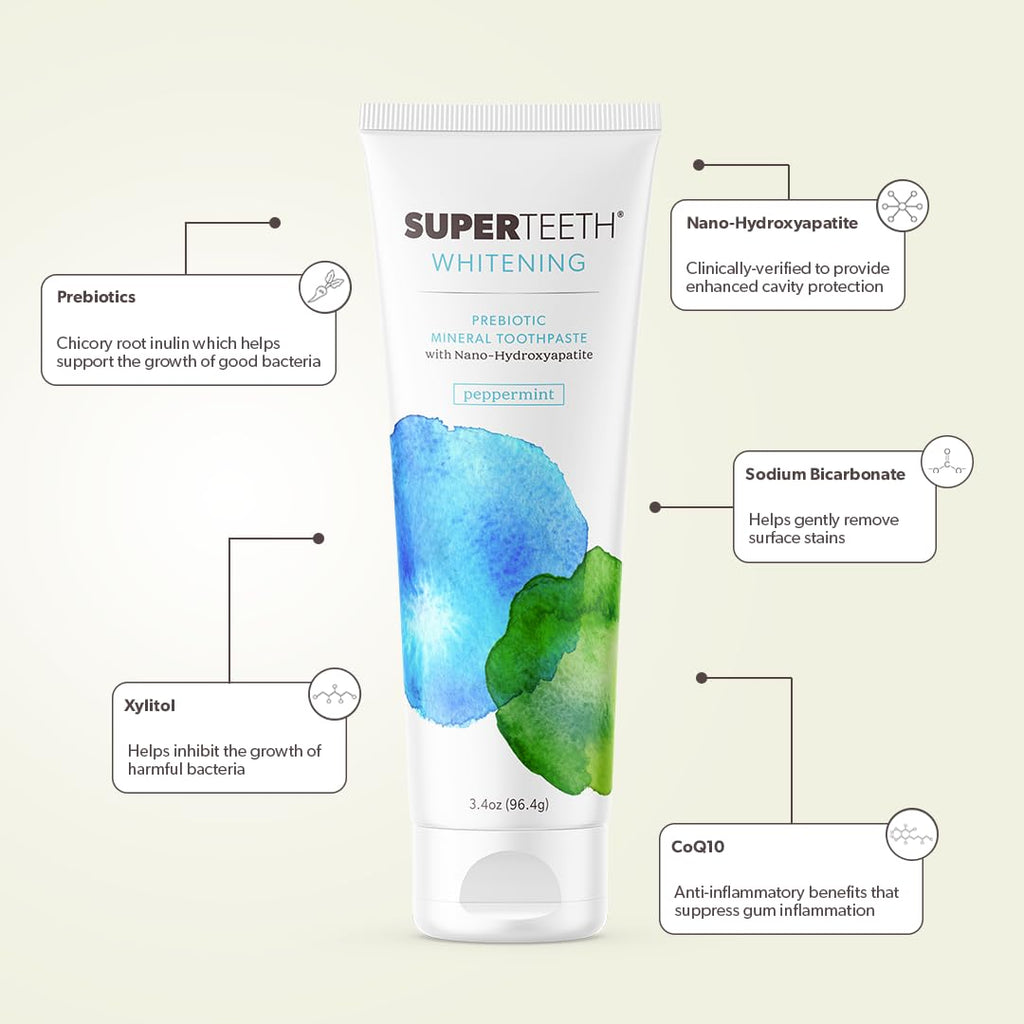 SuperTeeth Nano Hydroxyapatite Toothpaste - Whitening & Enamel Repair | Fluoride-Free | Made in USA