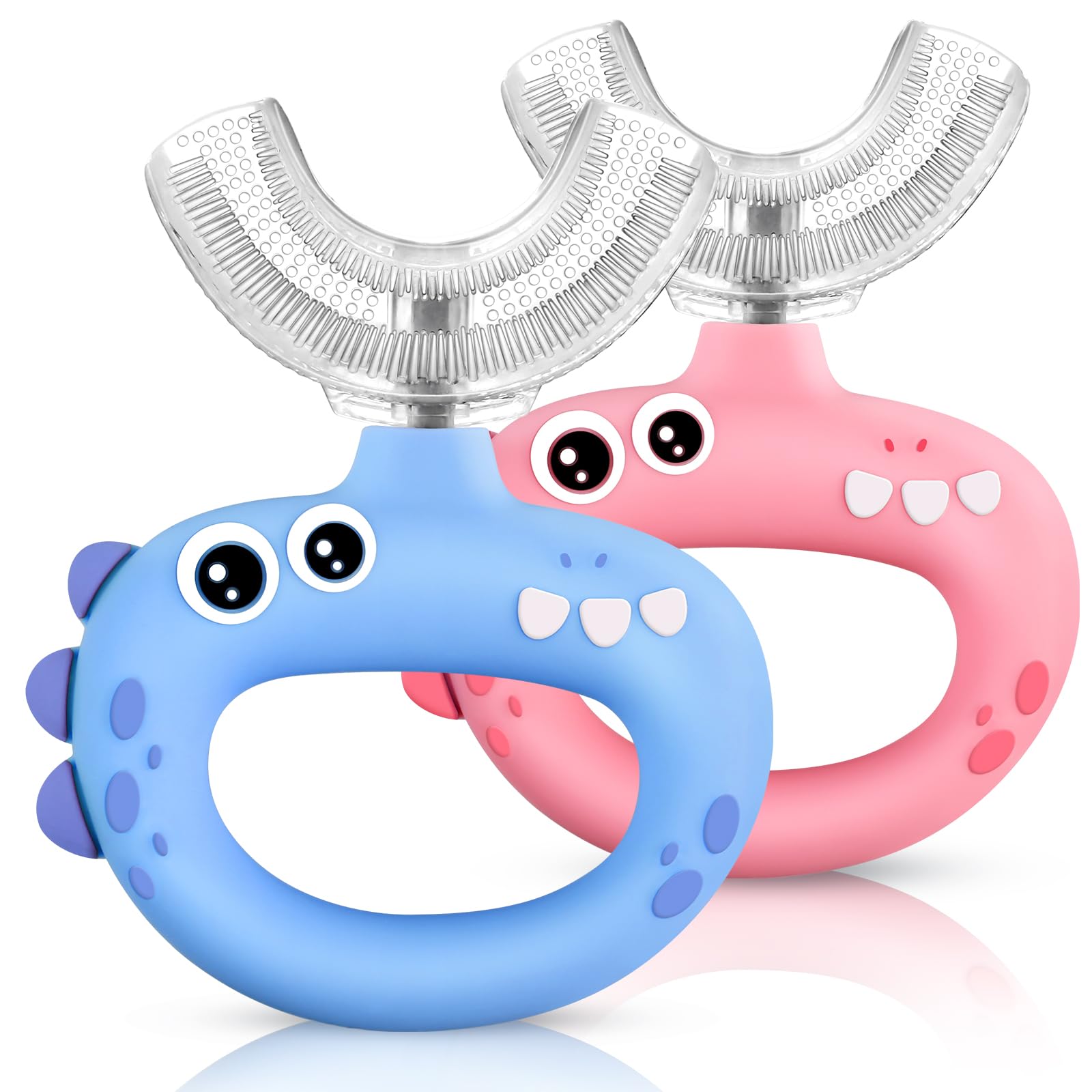 SUPERZZKKE U-Shaped Toddler Toothbrush – 360° Cleaning for Ages 1-4 (2-Pack) | Food-Grade Silicone