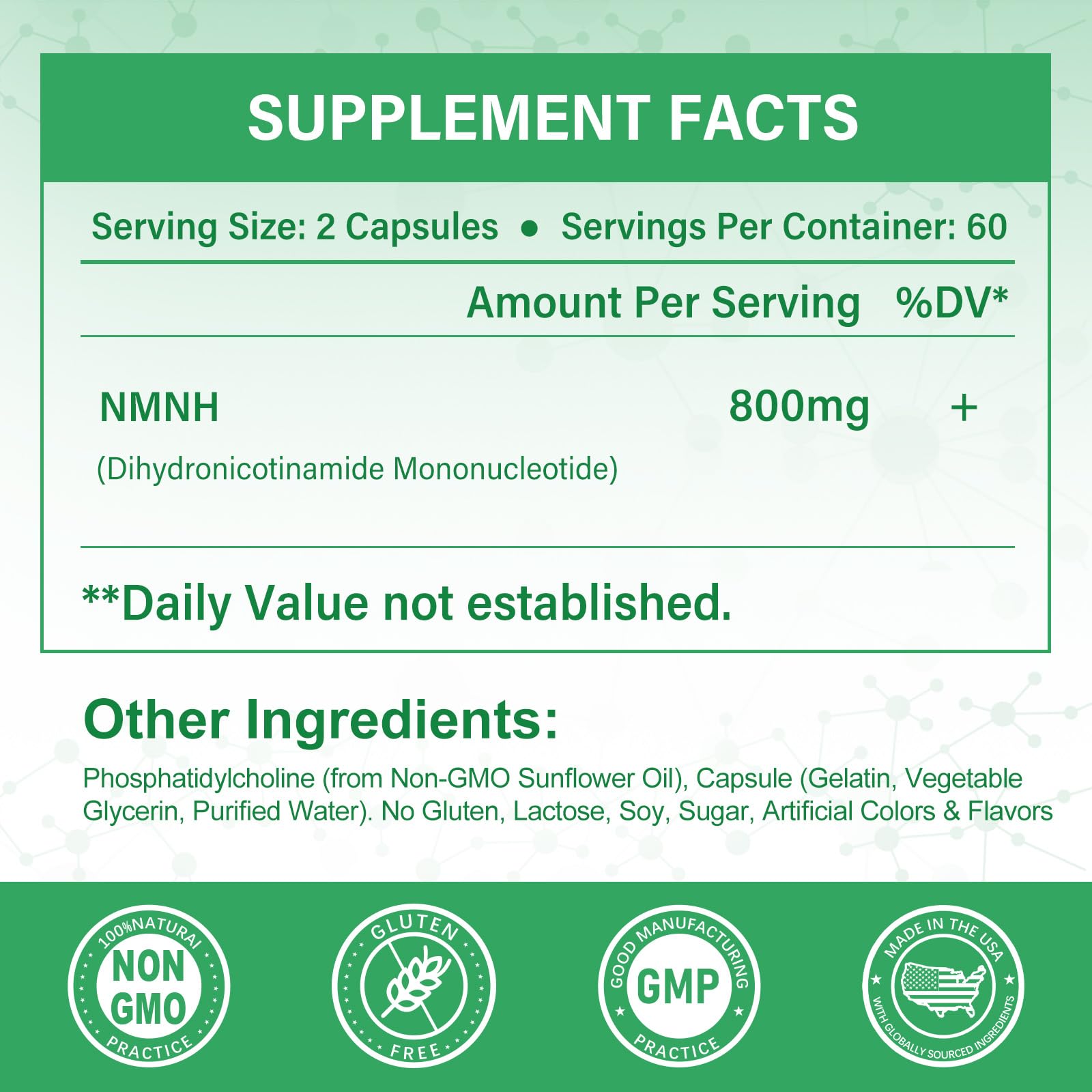 SUPRANOURISH Pure NMNH Supplement 120 Capsules | 800mg NAD+ Boost for Anti-Aging & Cellular Energy