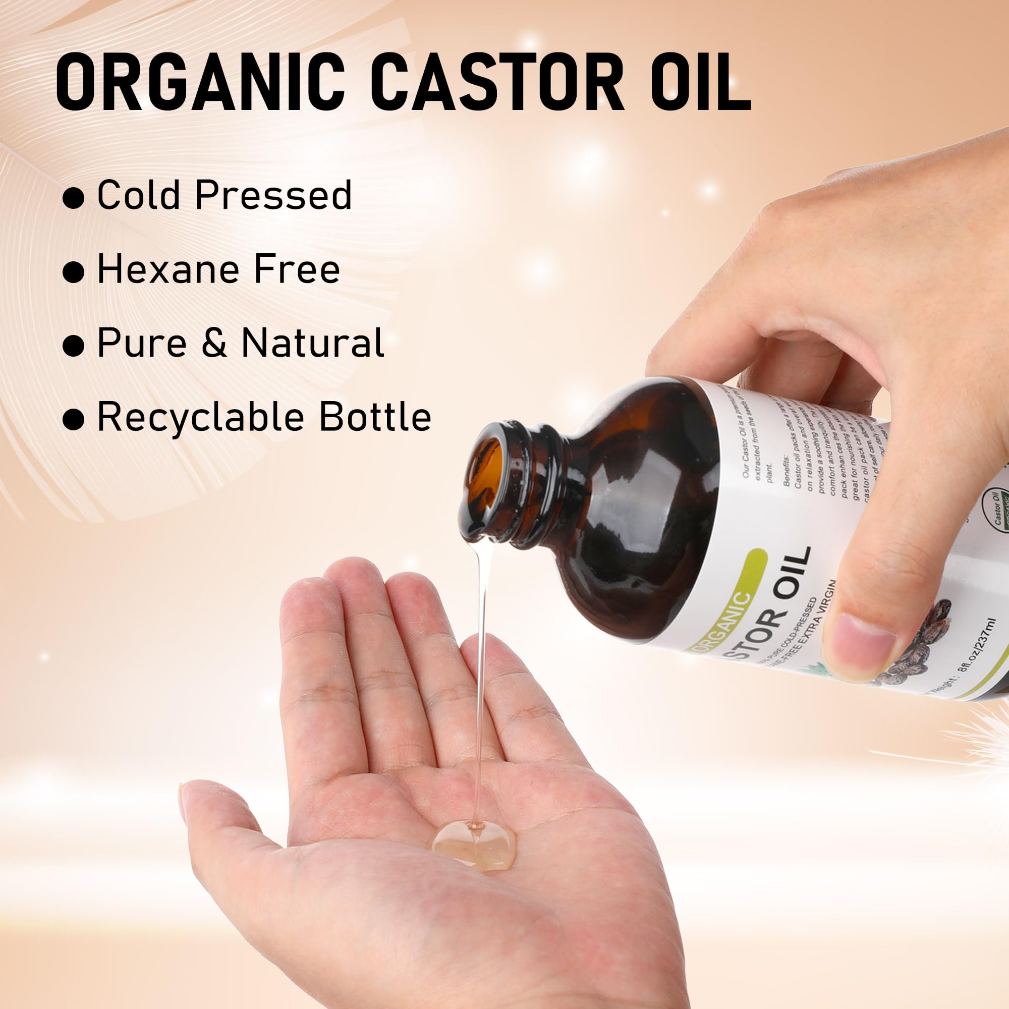 Suquuee Castor Oil Pack – 60 Patches + 8oz Organic Oil