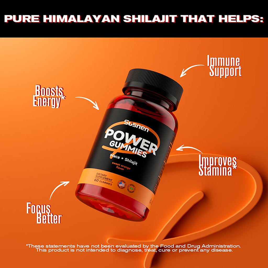 Susnen Power Gummies with Shilajit and Maca – Pure Himalayan Organic, 60 Gummies