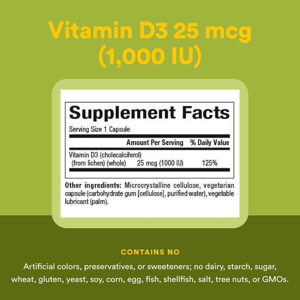 Whole Earth & Sea Vitamin D3 1000 IU (25 mcg) – Vegan Whole-Food, 90 Capsules | Natural Factors