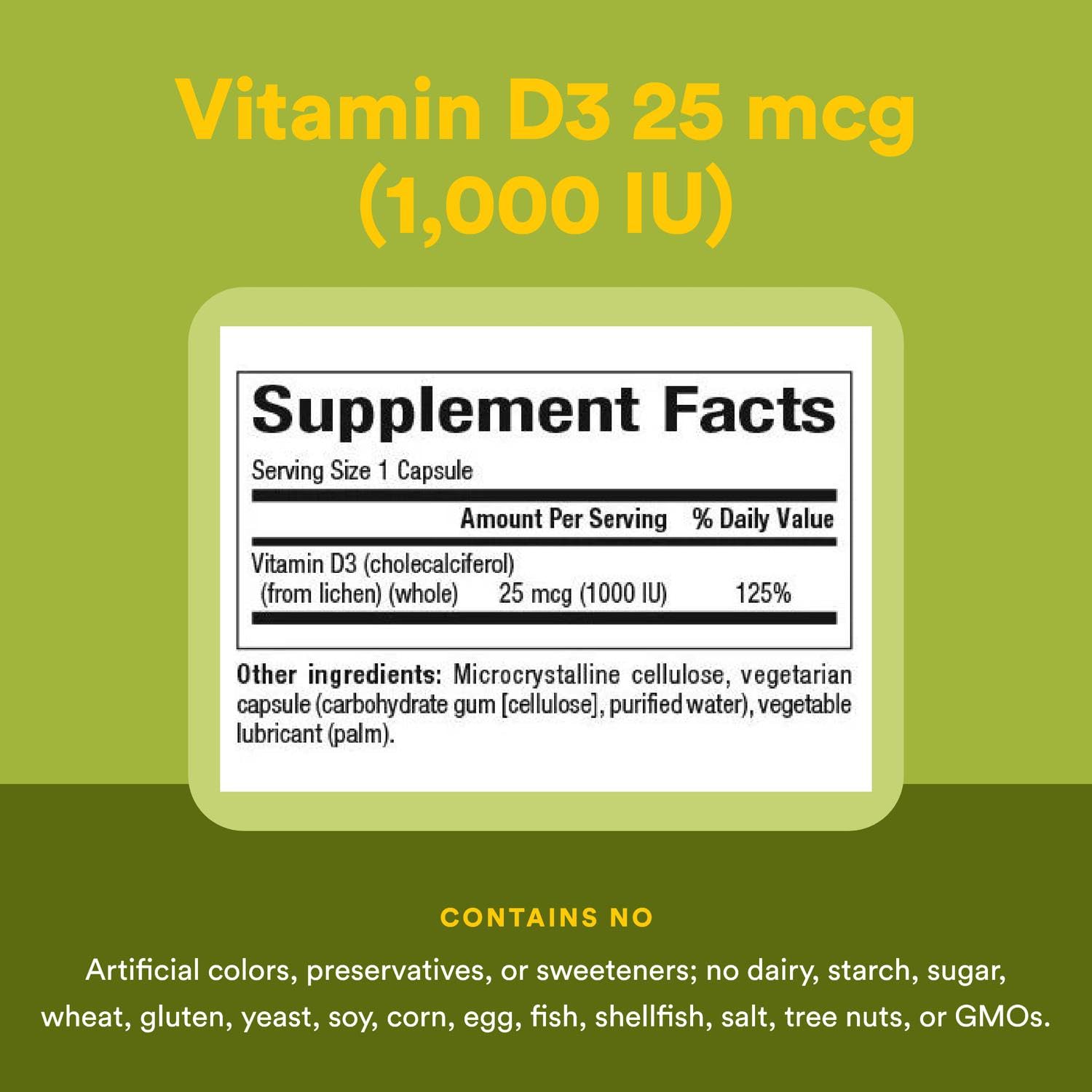 Whole Earth & Sea Vitamin D3 1000 IU (25 mcg) – Vegan Whole-Food, 90 Capsules | Natural Factors