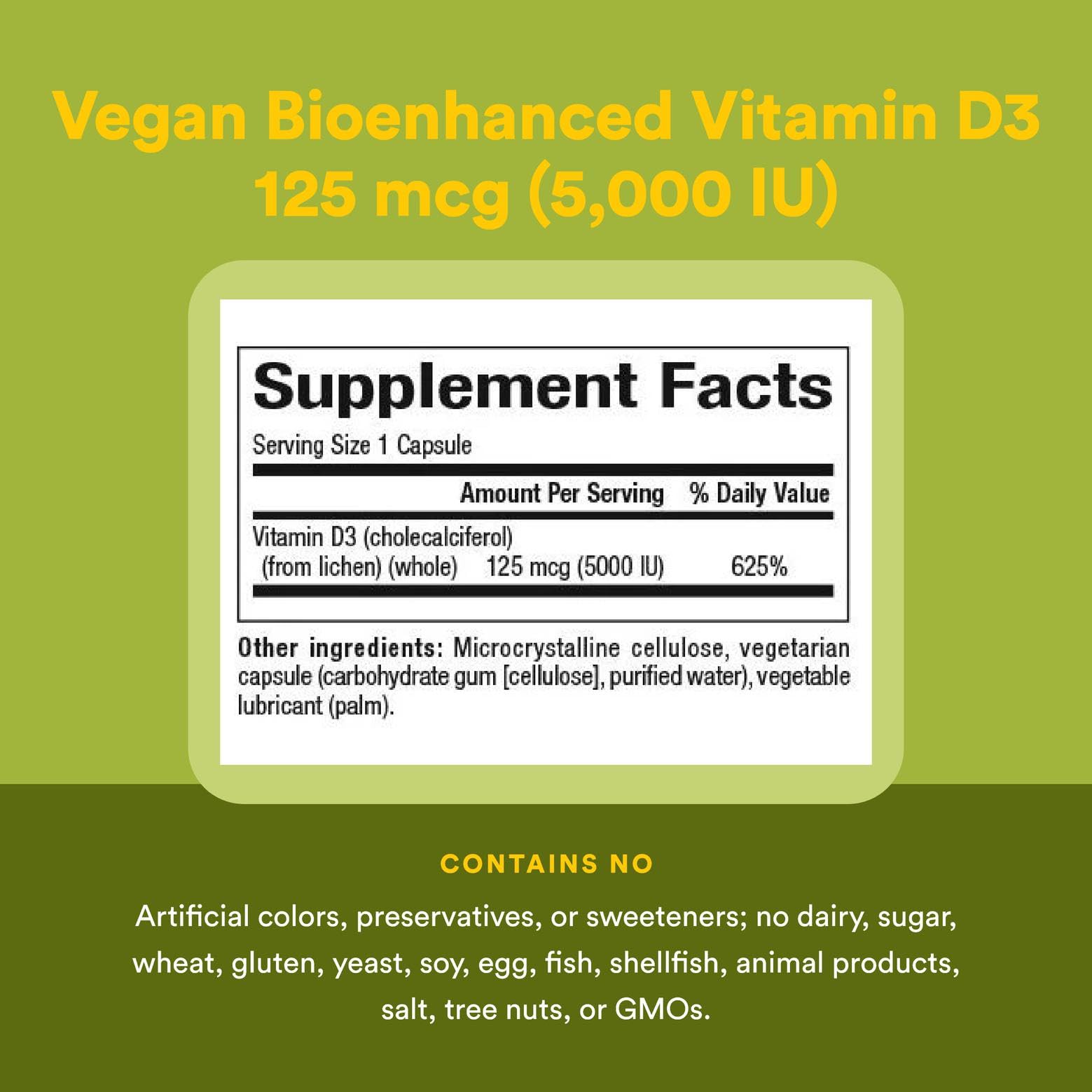 Natural Factors Whole Earth & Sea Vitamin D3 5,000 IU (125 mcg) – Vegan Bioenhanced, 60 Capsules