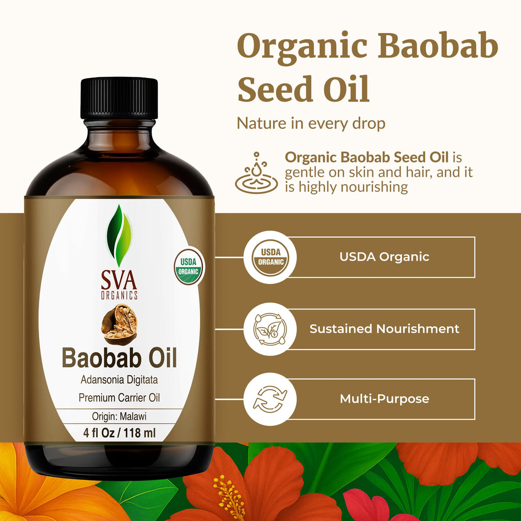 SVA Baobab Seed Oil Organic – 4 oz Cold-Pressed Carrier Oil