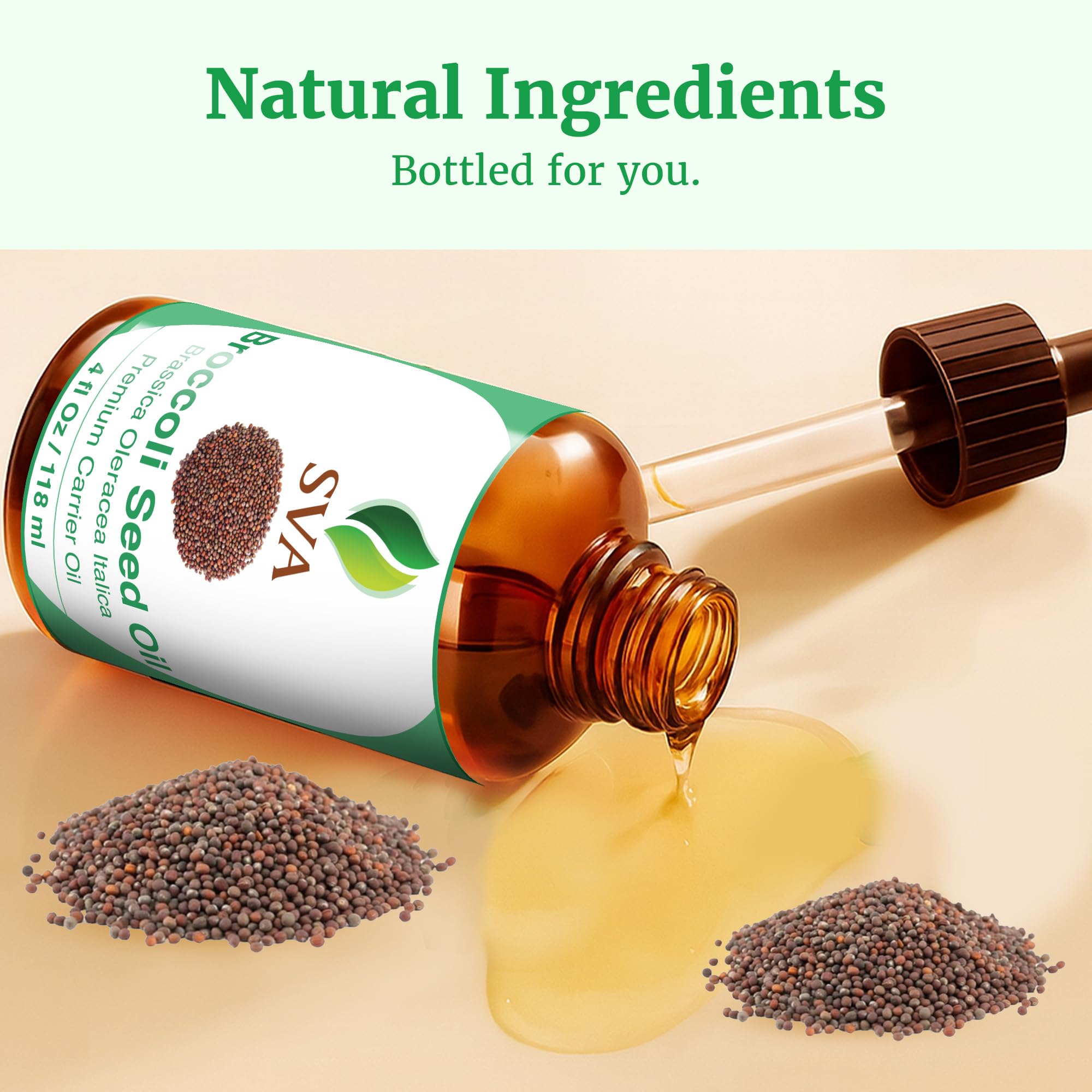 SVA Broccoli Seed Oil 4oz – Cold-Pressed Carrier Oil for Face, Skin & Hair