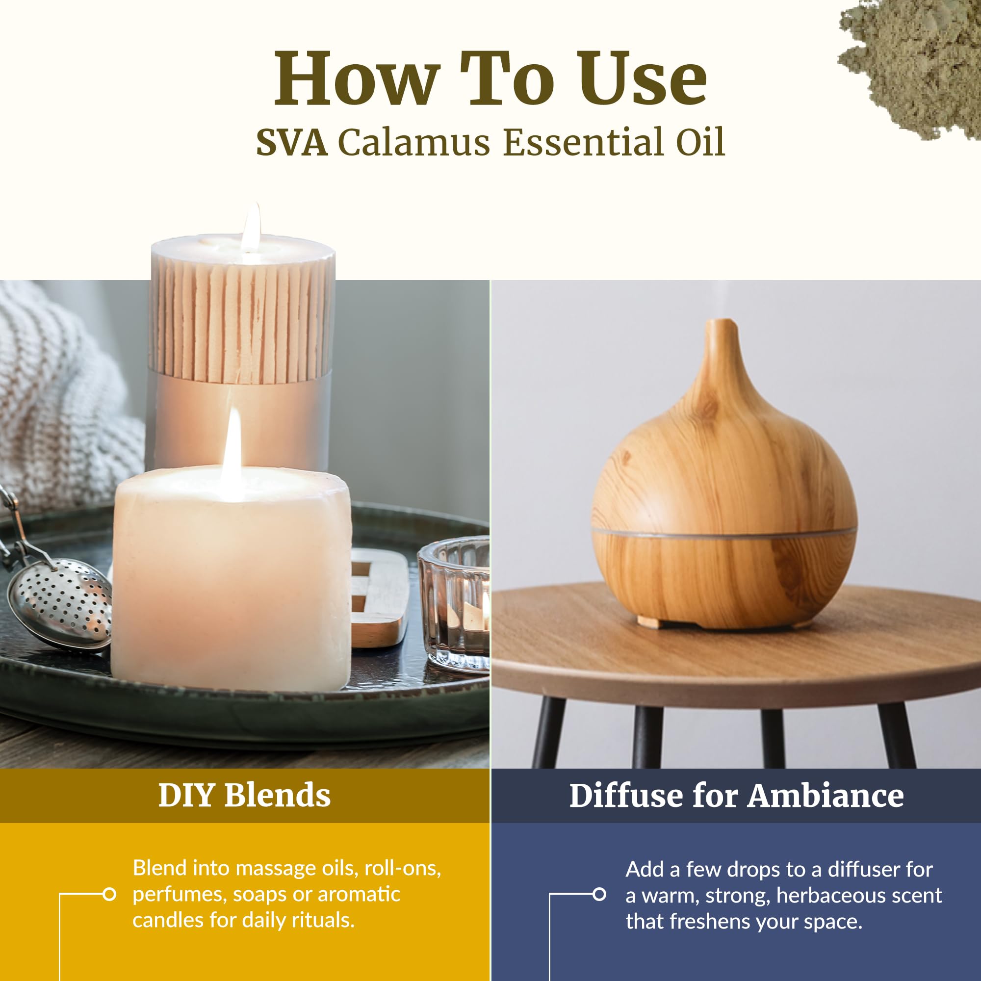 SVA Calamus Essential Oil – 1 Fl Oz | 100% Natural Calamus for Diffuser, Hair & Skin