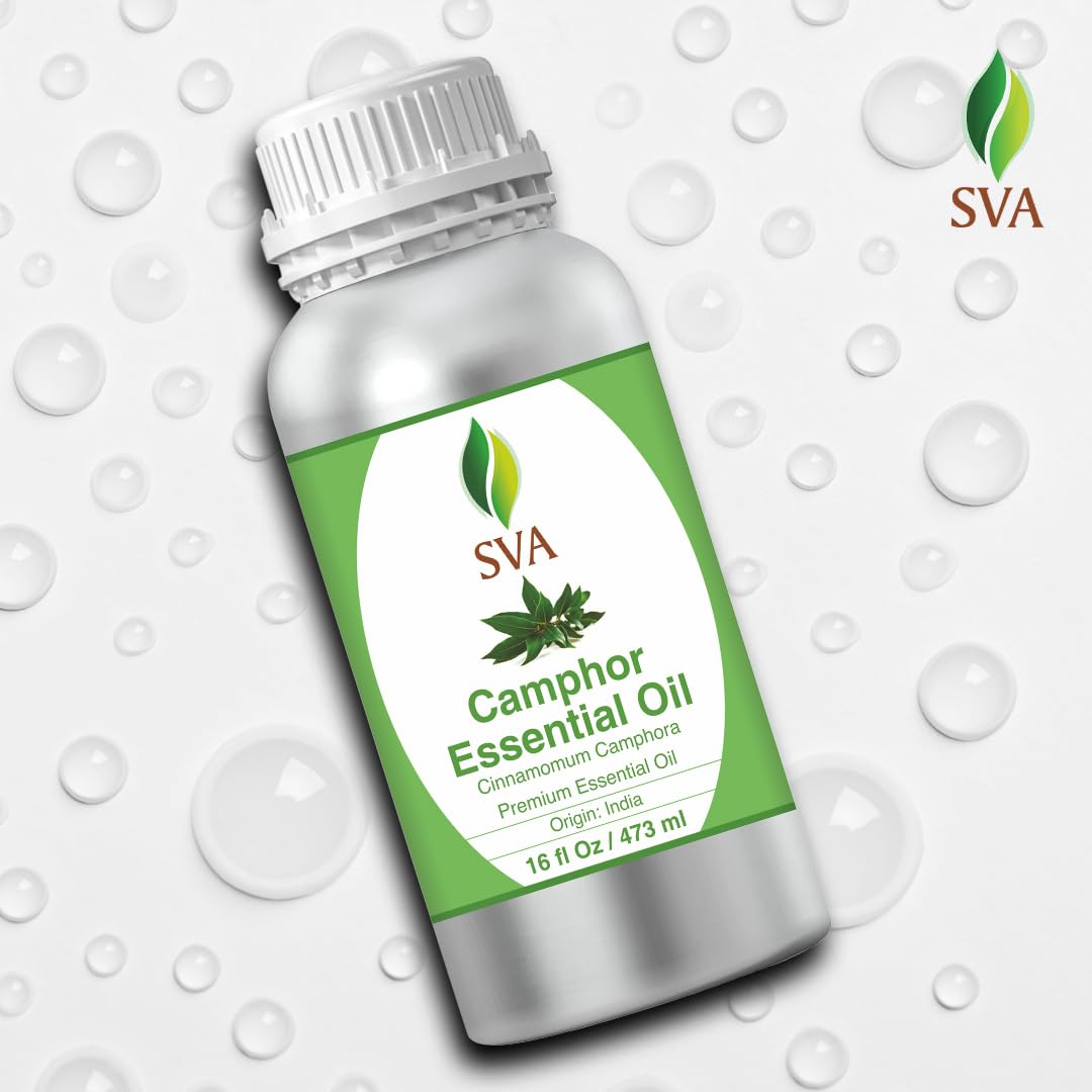 SVA Camphor Essential Oil – 16 oz | 100% Natural Camphor Oil for Diffuser, Hair & Skin Care