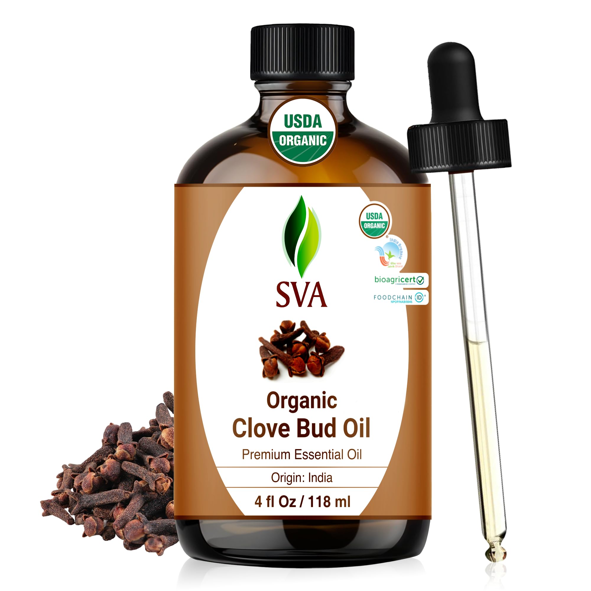 SVA Clove Essential Oil Organic – 4 oz | 100% Natural Clove Bud Oil